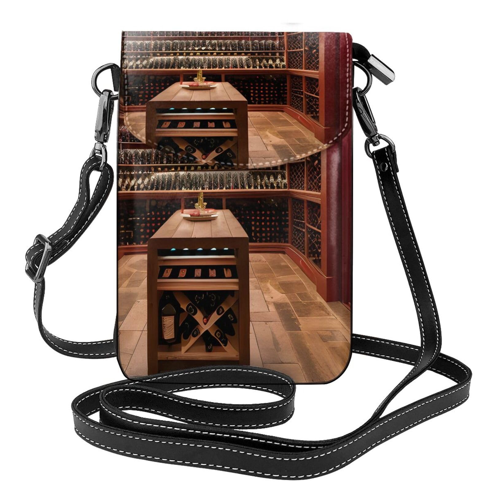 Petit sac à main en cuir compact et logeable avec bandoulière réglable imprimée - 7