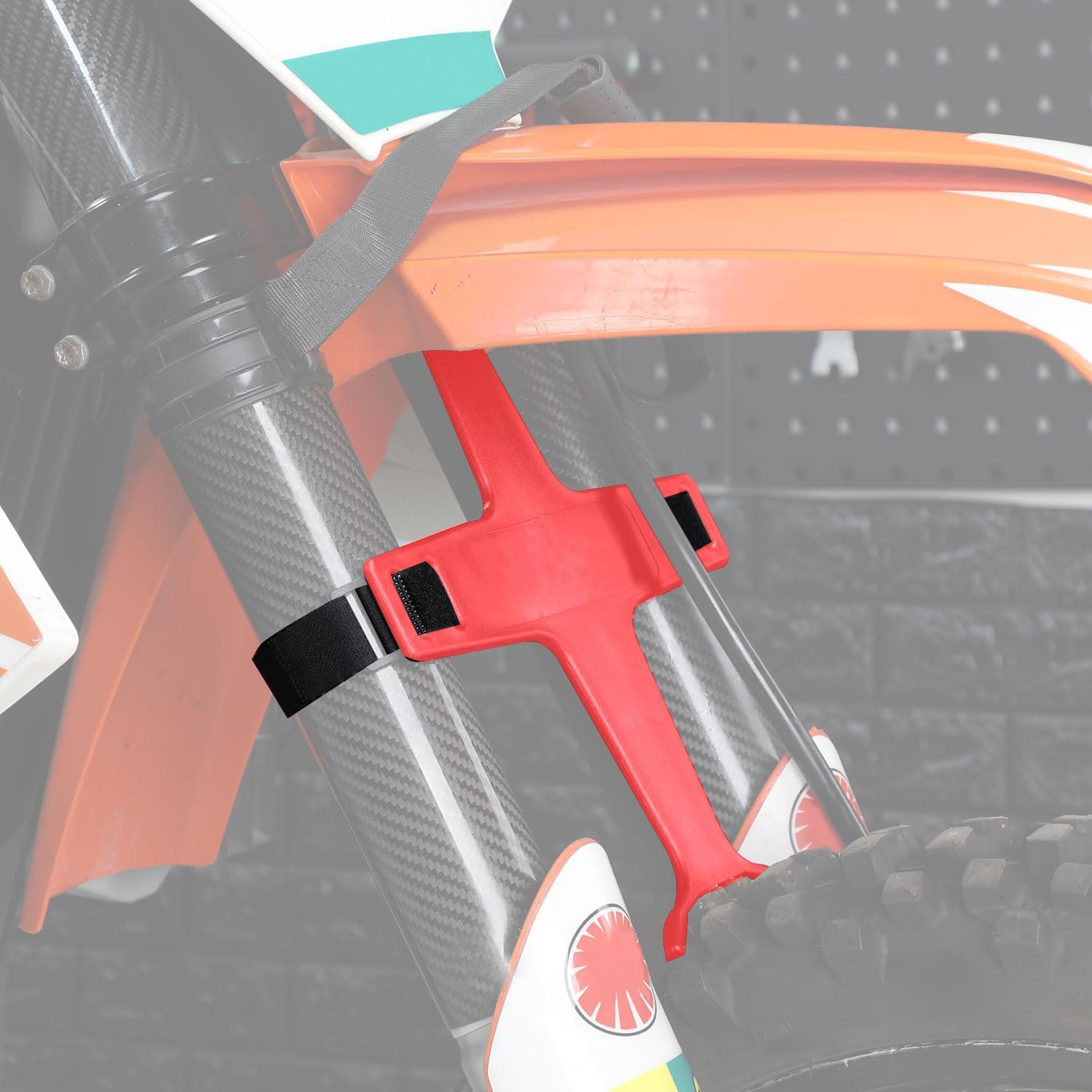 Protector Horquilla Moto,Soporte Suspensión Herramienta de Transporte para Motocross Supermoto Enduro Pit Bike-Rojo