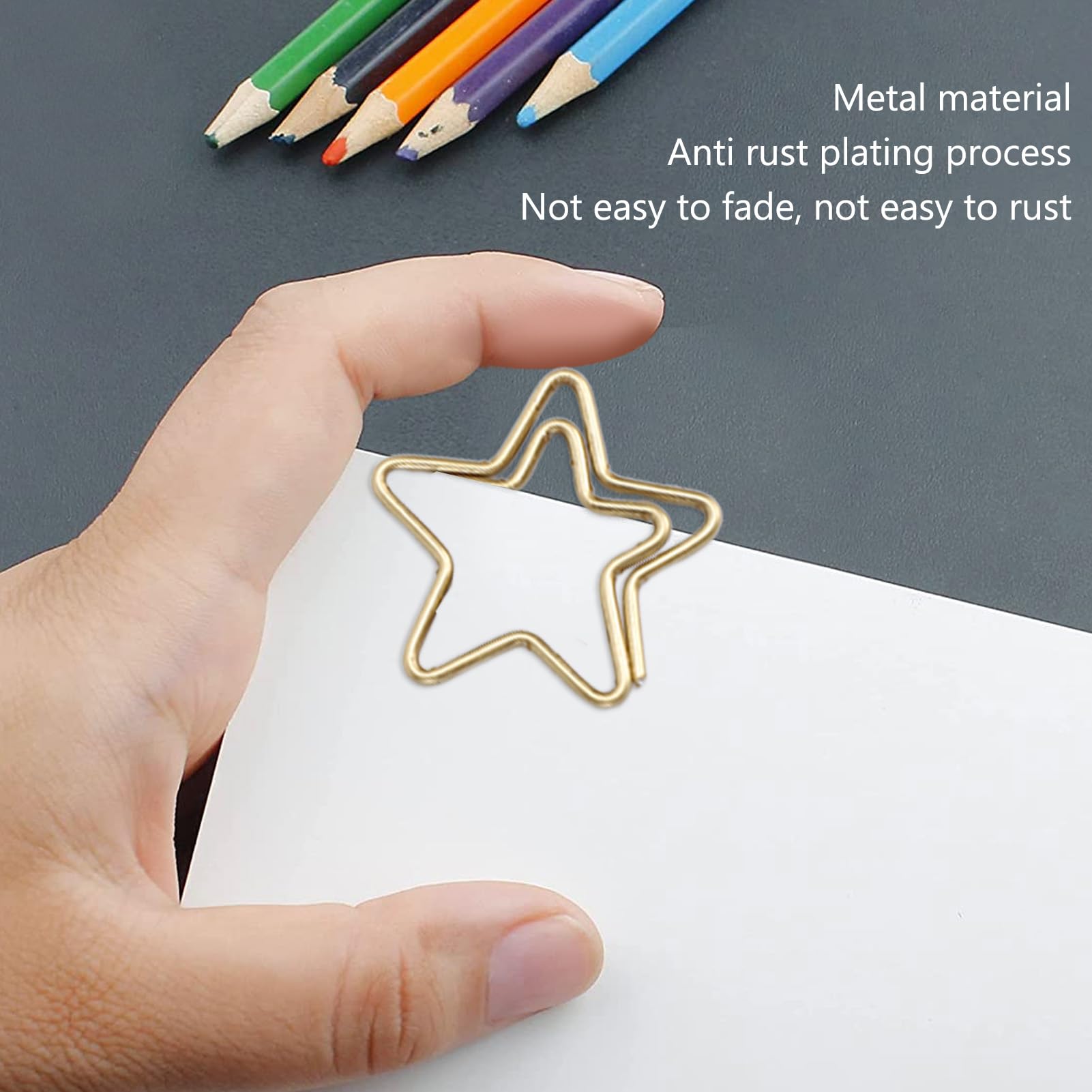 200 Pack Star Shaped Paper Clips, Gold Metal Non Slip Decorative Stars Clips with Transparent Storage Box, Anti Rust Durable Office Stationery Supplies for School Home Document Organisation - Image 2