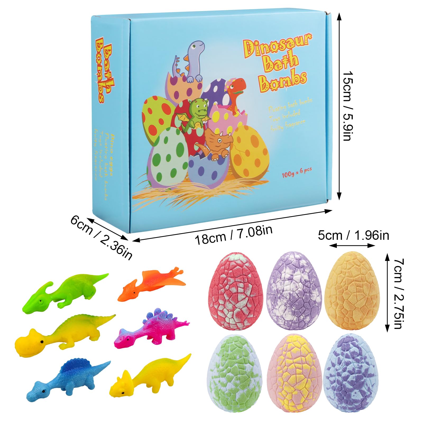 Jinlaili 6 Pezzi Bombe da Bagno Bambini con Sorpresa Dinosauro all'interno, Bombe da Bagno Set Regalo, Bombe Doccia Aromaterapia con Oli Essenziali, Bombe da Doccia Regalo per Ragazze Ragazzi (B)