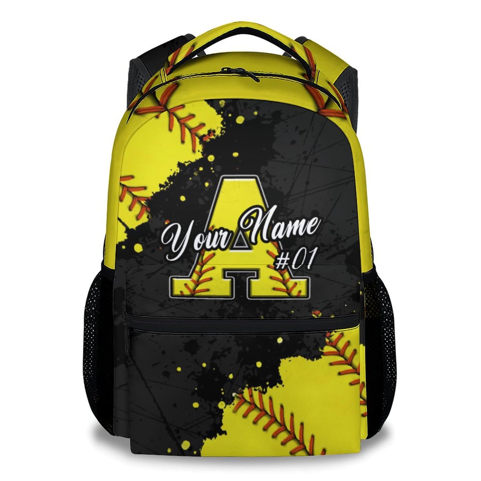 COZYAURA Personalized Backpacks for Girls - Softball Backpacks for Kids - Custom Initial Monogram Bookbag - 17 Inch Sports Theme School Bag for