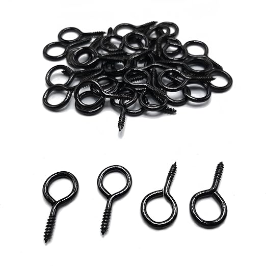 ECKJ Screw Eye Hooks Metal Eye Hook 40 Pieces Black Zinc