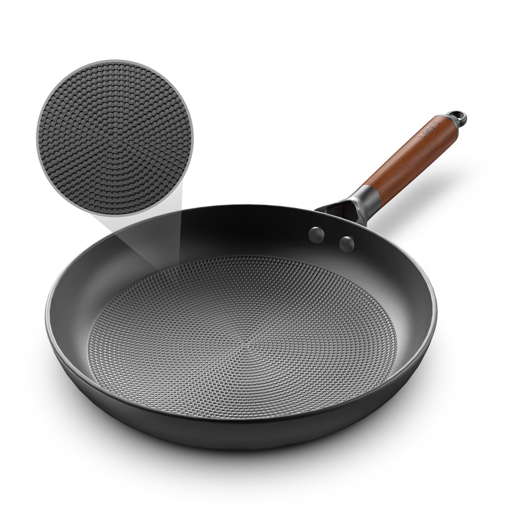 ZAZYCHEF Padella Antiaderente 25,4 Cm Con Manico Dorato Stay-Cool – Rivestimento A Nido D'Ape, Senza PFOA, Adatta A Induzione, Regalo Ideale - 4