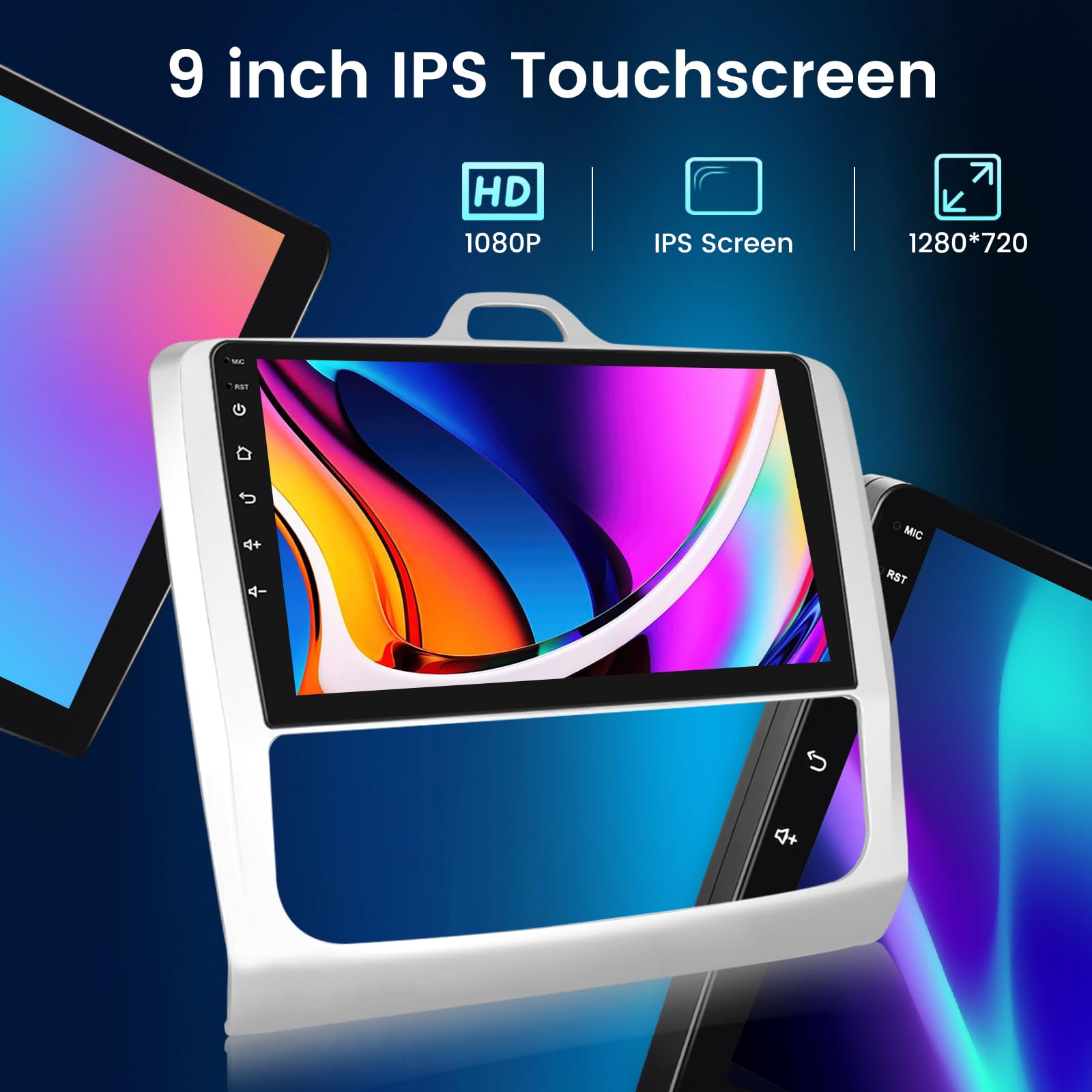 NHOPEEW 4+64G Radio de Coche para Ford Focus 2004-2010 - Radio Android de 9 Pulgadas con Inalámbrico Carplay y Android Auto - Mirror Link 32EQ DSP Pantalla Dividida + Cámara de Reversa & Micrófono