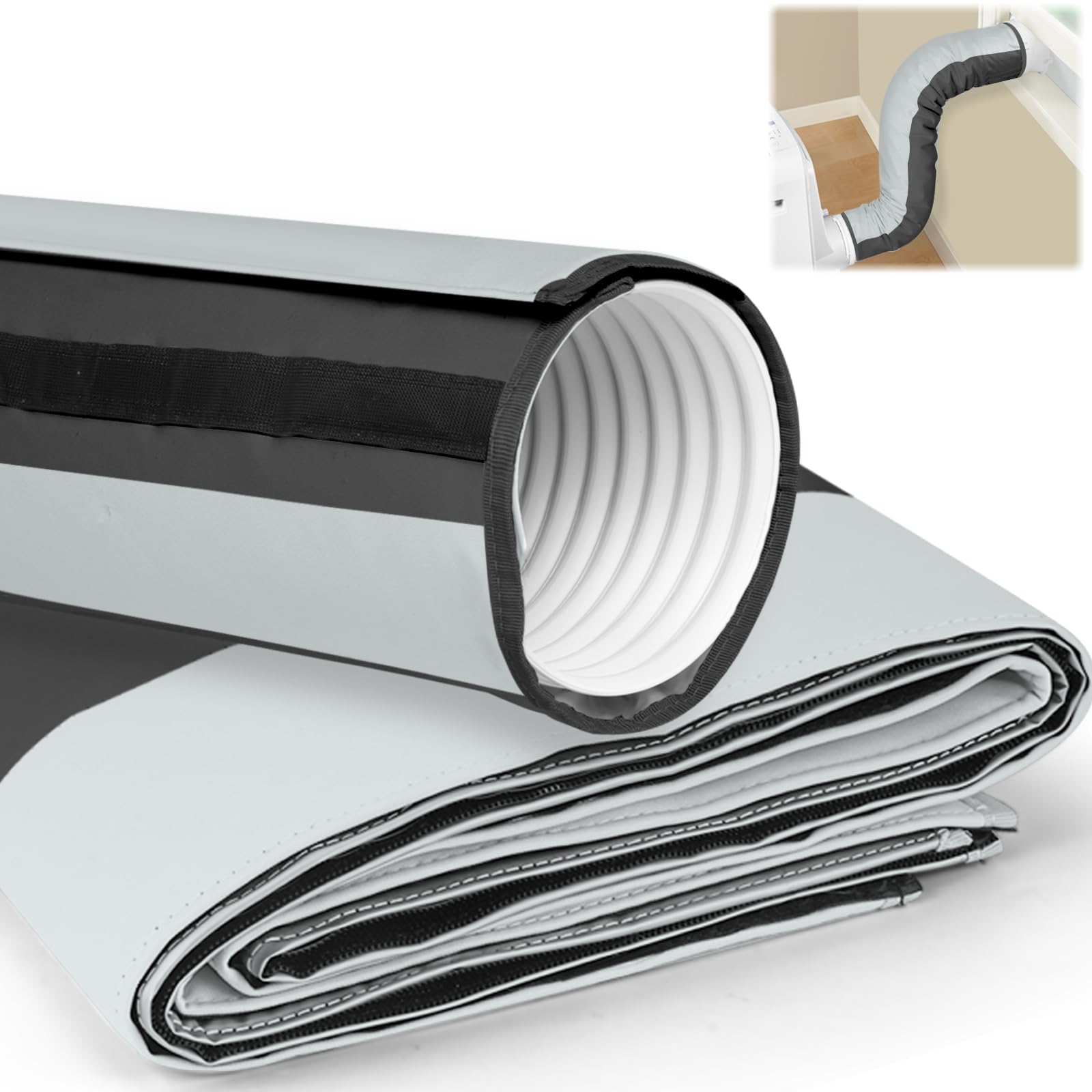 2024 Colorblocked Portable ac Hose Cover, 59" Flexible & Thick Air Conditioner Hose Cover Wrap with No Leaks, Portable ac Hose Cover for Hoses between 5" and 5.9" in Diameter