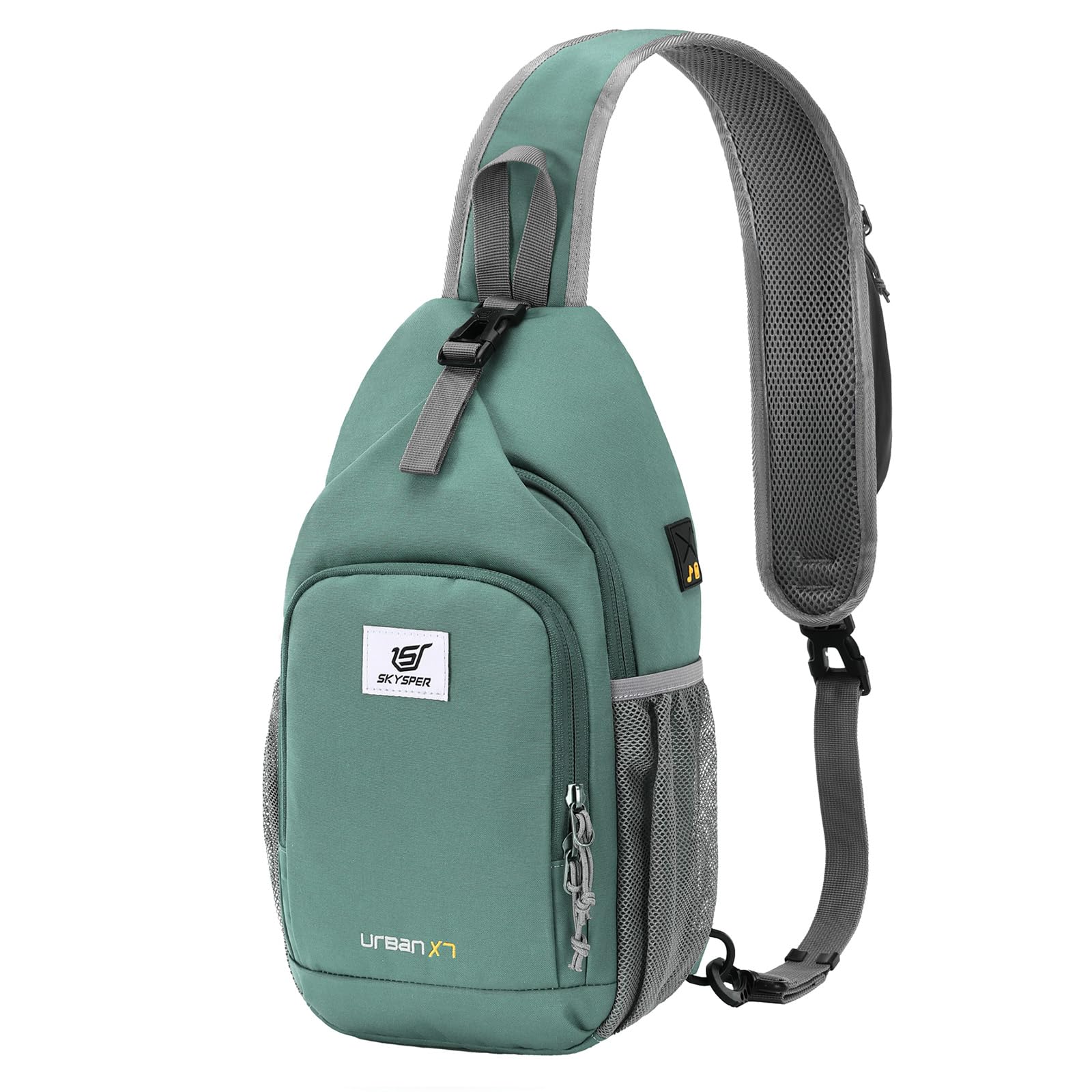SKYSPER Borsa a tracolla con tecnologia RFID, zaino a tracolla da viaggio, escursionismo, per donne e uomini, Verde, Borsa a tracolla antifurto Rfid