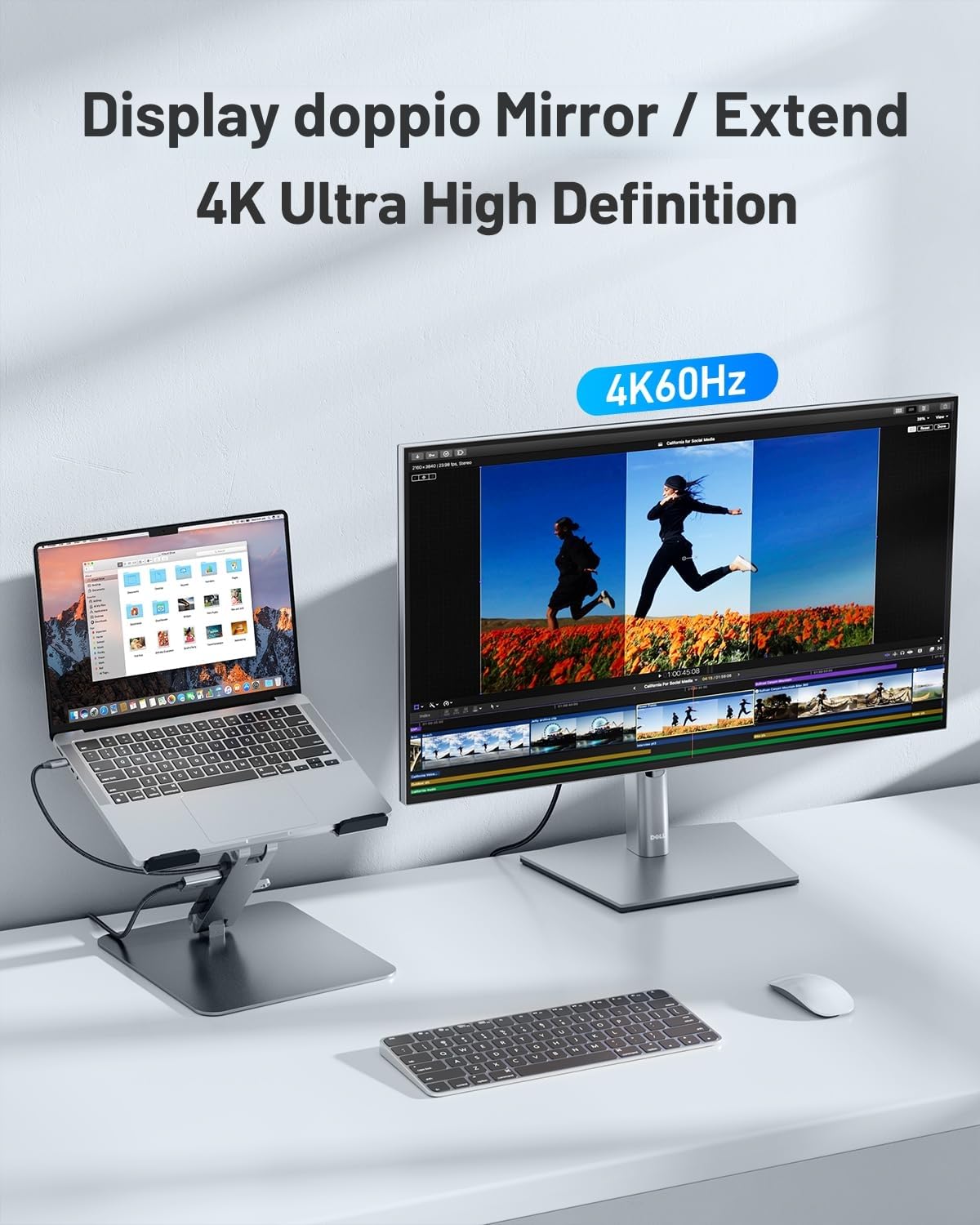 BENFEI Supporto per laptop con docking station USB-C 7in1, HDMI 4K@60Hz, 1*SD 1*Micro SD, 100W Power Delivery, 10Gbps 1*USBC 3.2 e 2*USBA 3.2 Compatibile con MacBook Pro/Air, iPad Pro, XPS, ThinkPad