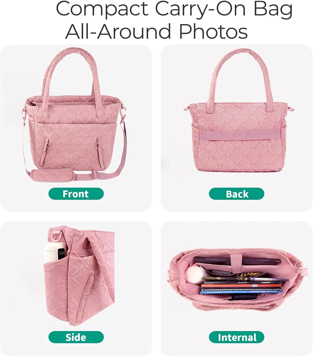 SUNRISING Tote Bag for Women, Puffy Tote Bag with Zipper, Large Quilted Shoulder Bag with Compartments for Travel Work Gym