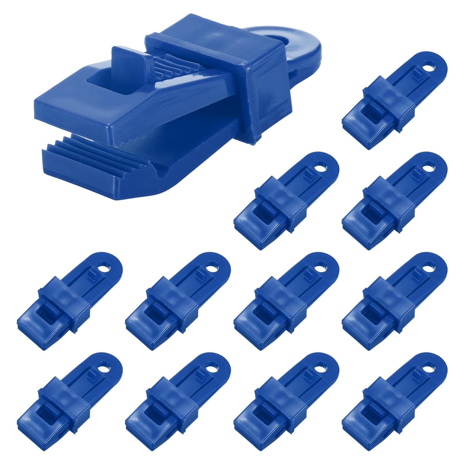 sourcing map 12 Pcs Tarp Clips Heavy Duty Grip, Tent Clip Secures Tarps for Camping Awnings Caravan Canopies Car Covers Swimming Pool Covers Boat Cover, Blue
