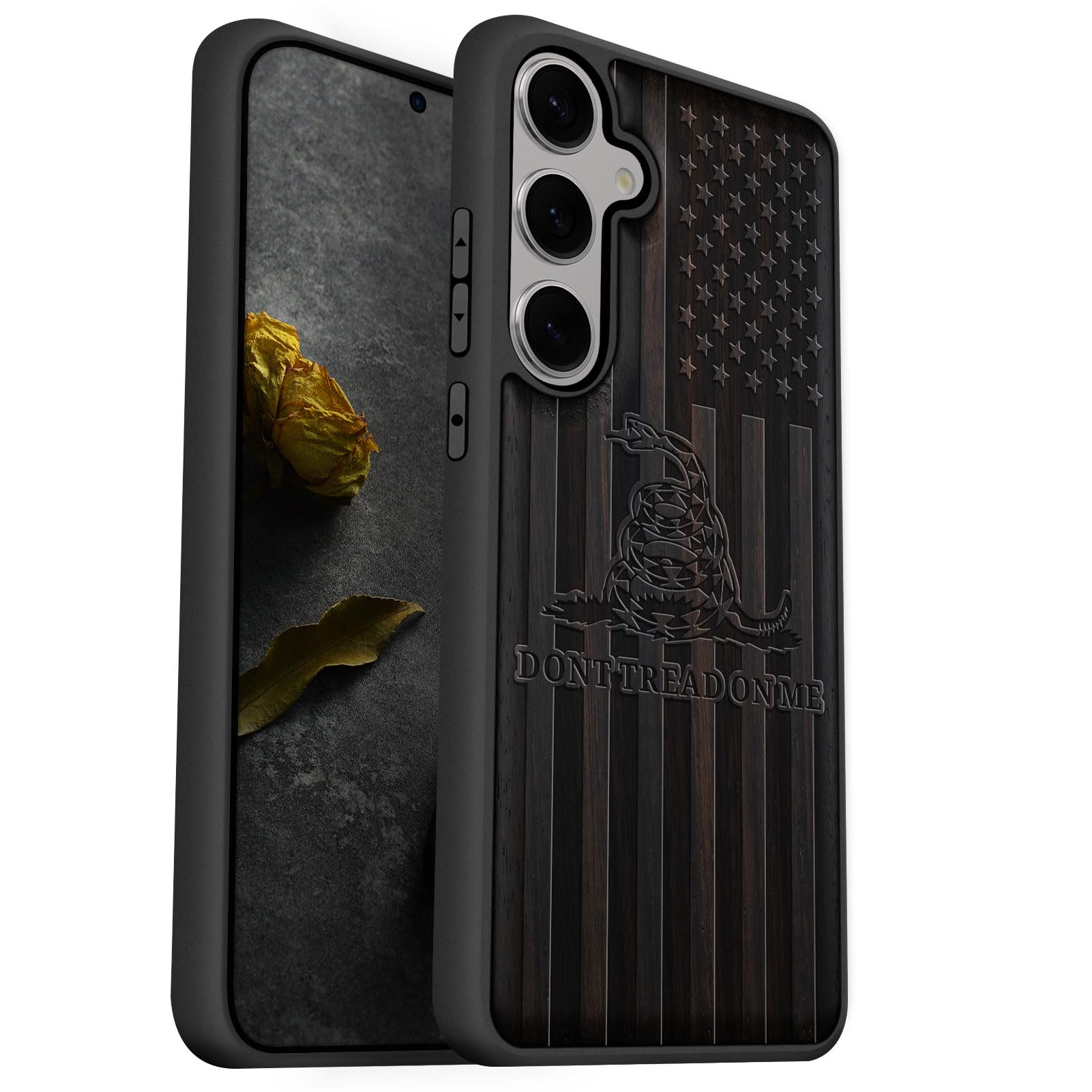 Carveit Wood Case for Galaxy S25 Case 2025 [Natural Wood & Black Soft TPU] Shockproof Protective Cover Unique Wooden Design Compatible with Samsung