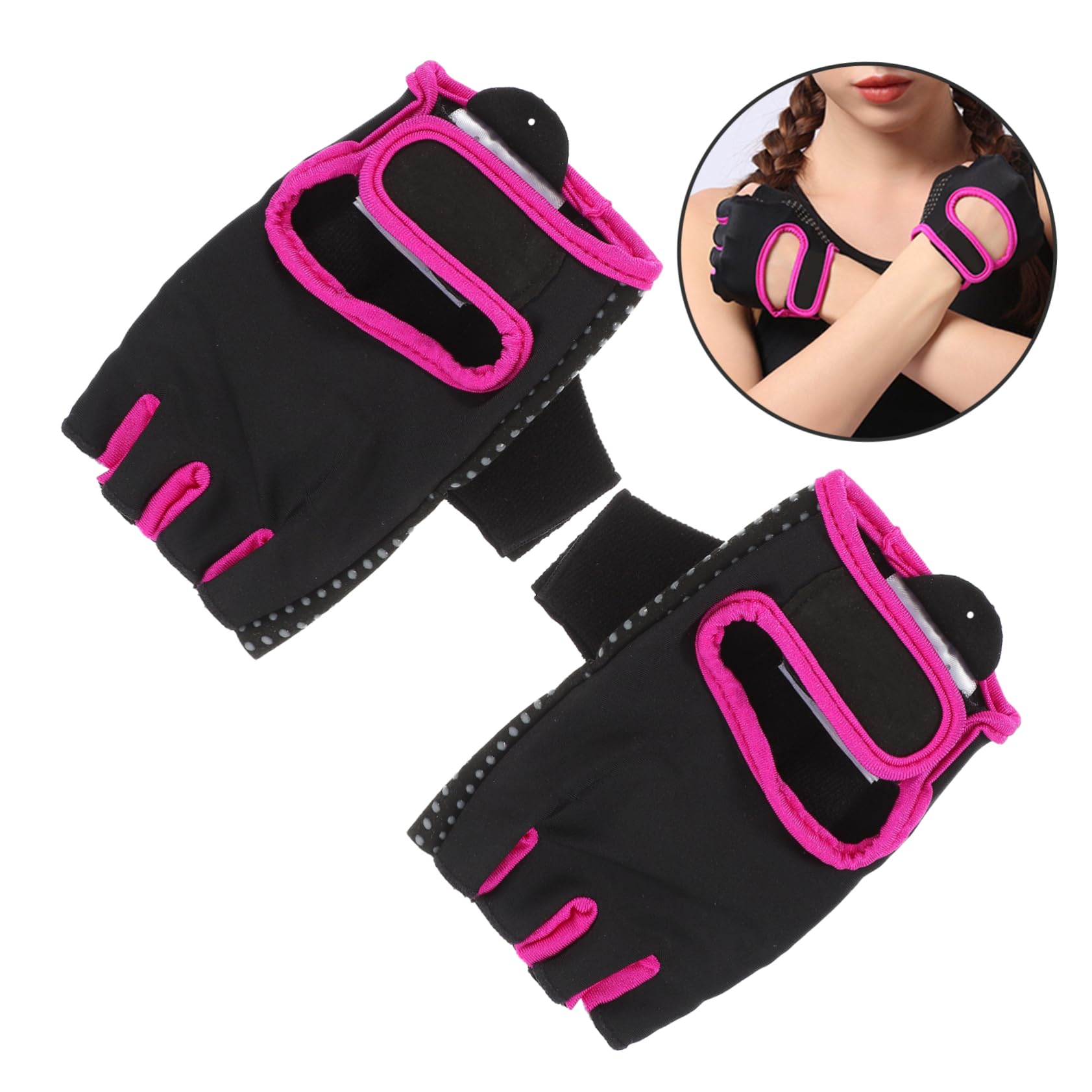 VANZACK 3pièces De Fitness Antidérapants pour Hommes Et Femmes De Yoga Et Exercice Demi-Doigts s Noir Et Rose pour Cyclisme La Randonnée Fitness