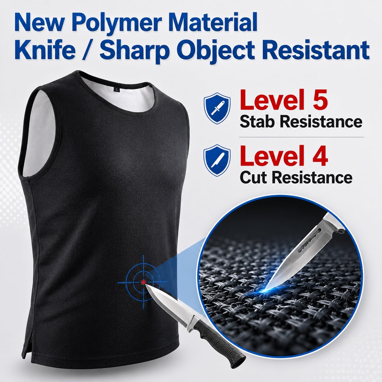 Chaleco Antipuñaladas Nivel 5 para Hombre y Mujer, Ropa Anticorte Segura | Ropa de Seguridad Ligera y Transpirable para Protección Personal y Trabajos de Fabricación Metalúrgica(White,M)