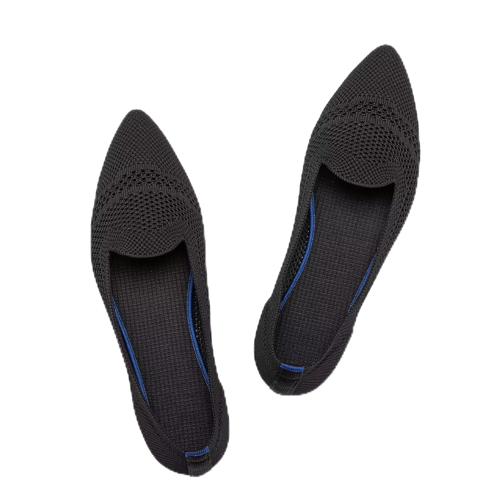 Frank Mully Women's Casual Loafer Flats Slip On Loafer Shoes Comfortable Knit Flat Shoes Classics Pointy Toe Loafer Flats,for Work,Travel