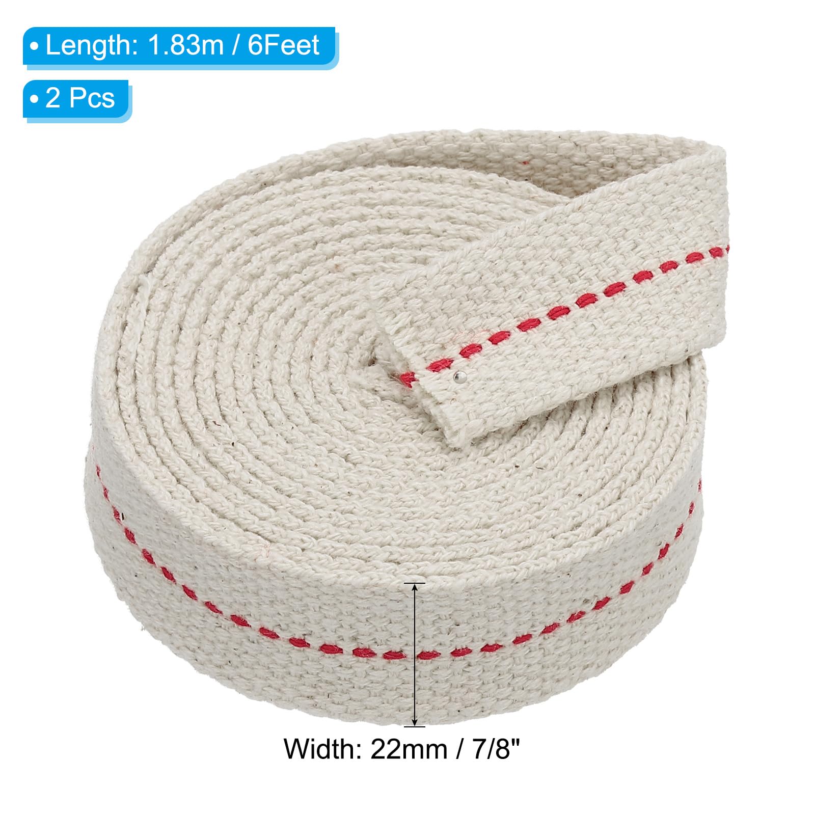 PATIKIL 7/8" Wide 6 Feet 100% Cotton Flat Wick, 2 Rolls Oil Lamp Wicks with Red Stitch for Kerosene Lamp Lantern Oil Burner - Image 2