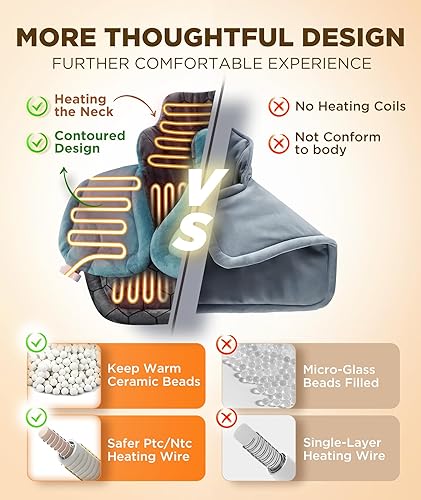 Miniatura 4 de Almohadilla térmica para cuello y hombros, cuello calentado, para alivio del dolor de espaldacinturaabdomen, 6 ajustes de calor, 4 ajustes de