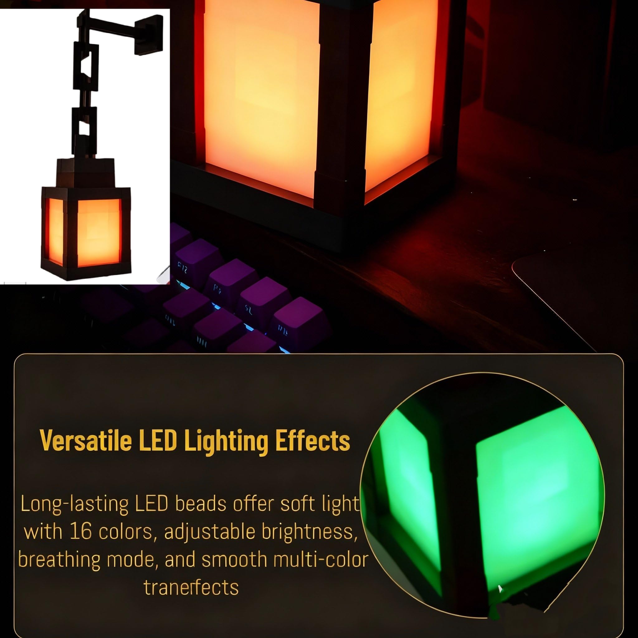 1Pcs Mood Lighting Lamp Pixel Night Lamp Pixelated Lantern Night Light 16-Color Led Night Light with Remote Touch — view 3