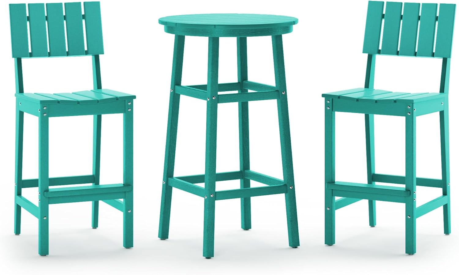 Homenjoy HDPE Bar Height Patio Set 3 Piece, Outdoor Round