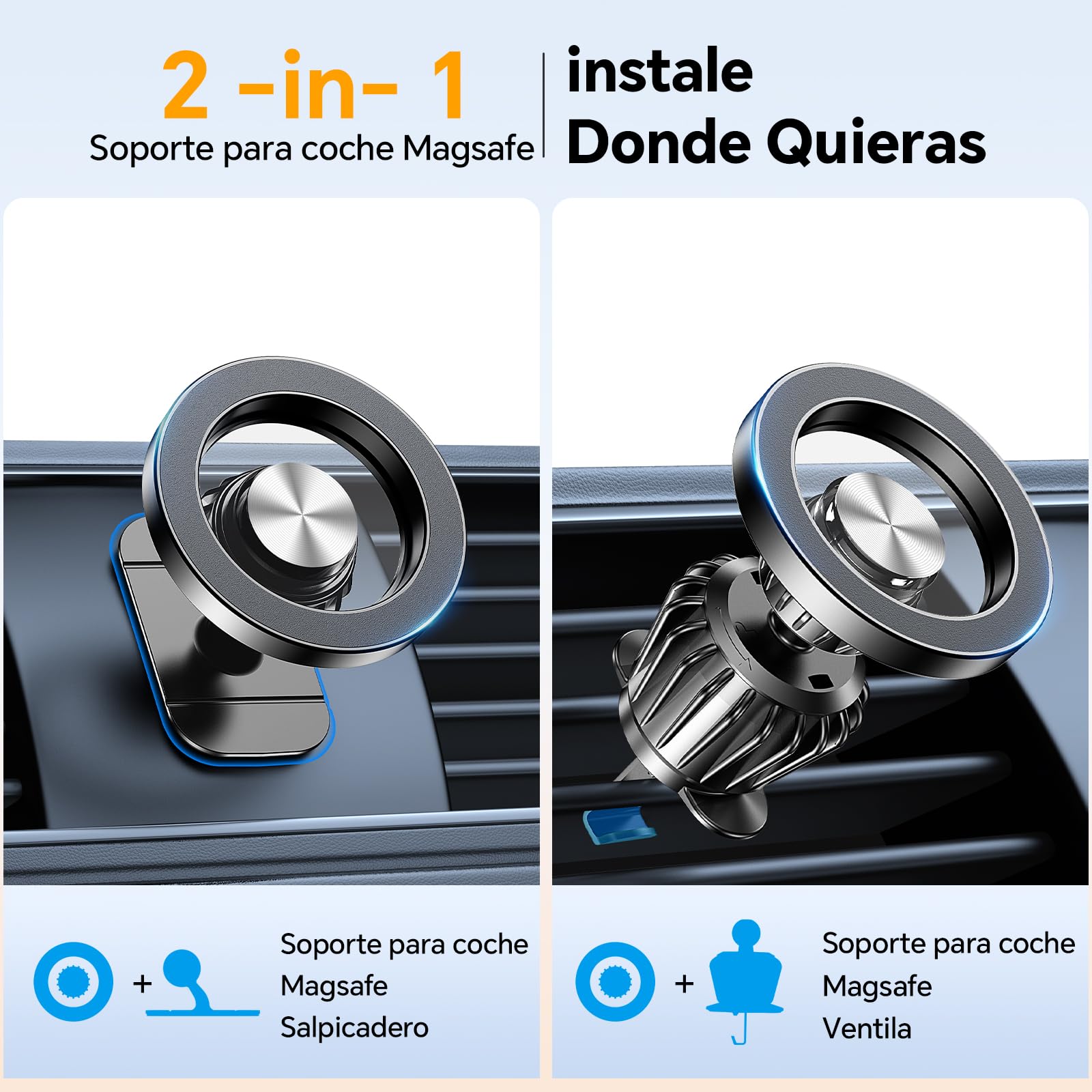 Coolpow Soporte Móvil Coche Magsafe Imanes 360° Rotación para iPhone 17 16