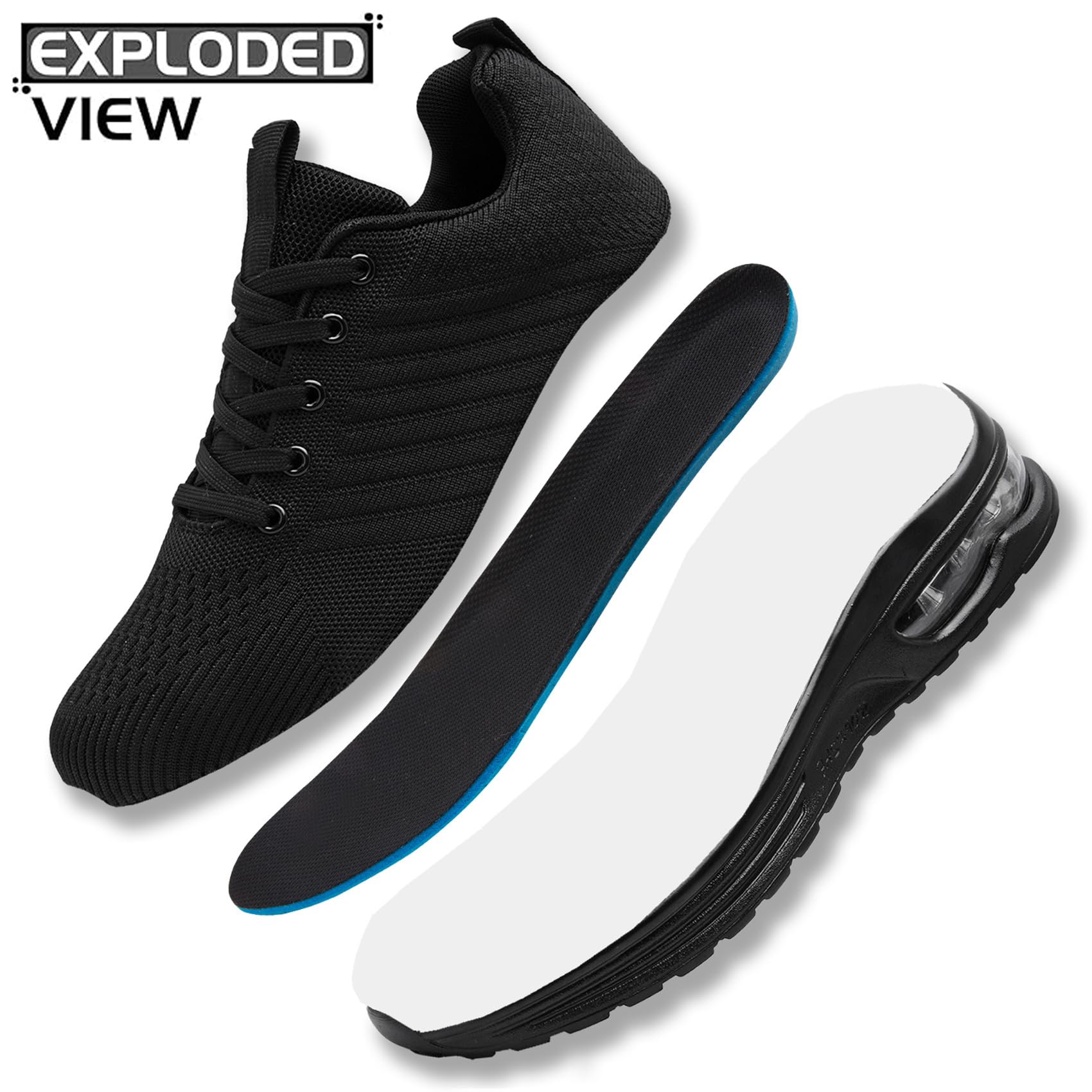 Zapatillas de correr para hombre, con cámara de aire, ligeras, transpirables, para caminar, deportes