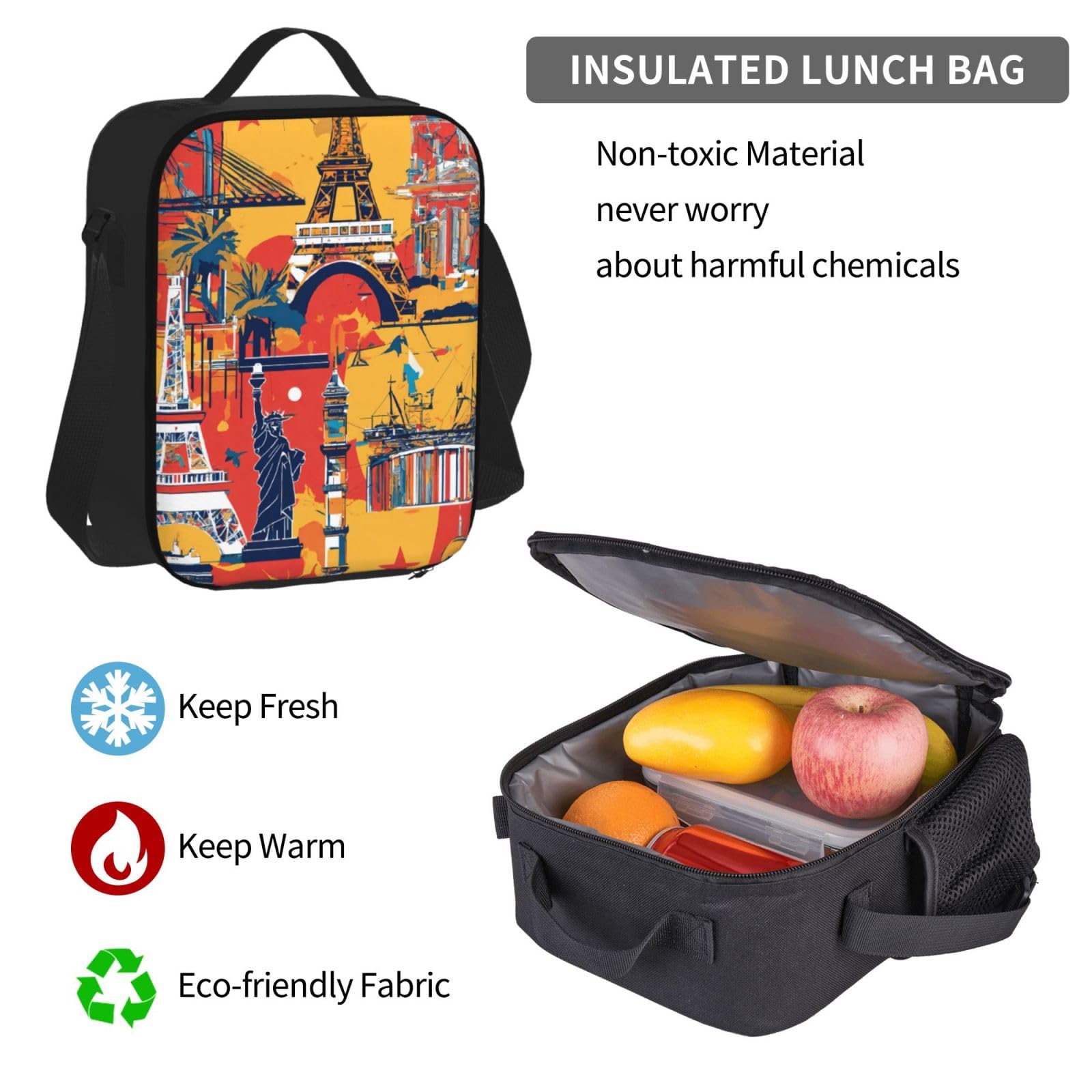 Zaino, borsa portapranzo, astuccio, set da 3 pezzi, per lavoro e