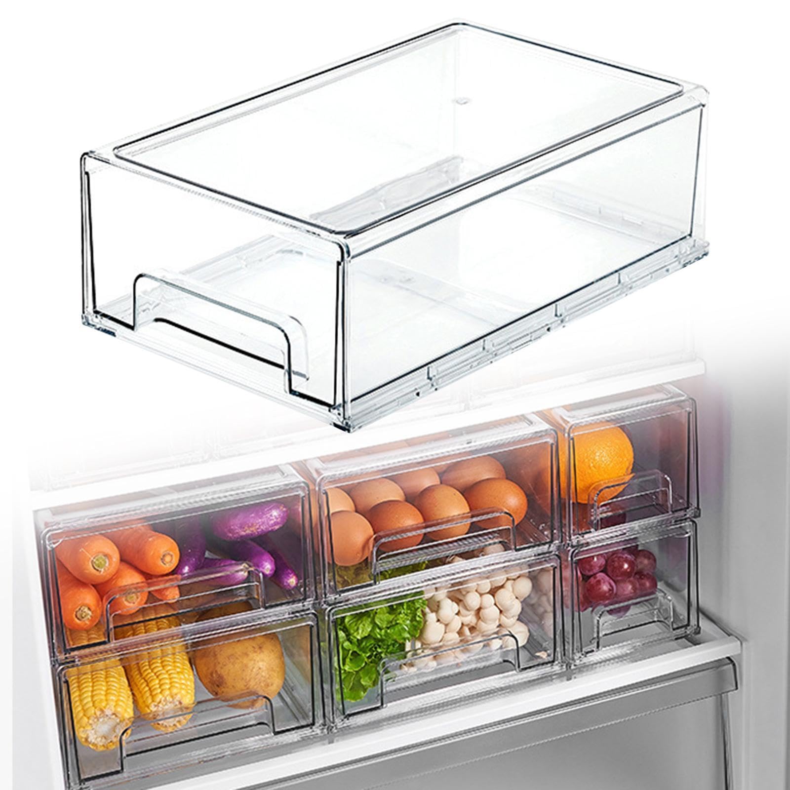 LOVIVER Kühlschrank-Organizer-Behälter, Aufbewahrungsbox für die Küche, multifunktionaler Kühlschrank-Organizer-Schubladenbehälter, für Eier, Obst, groß