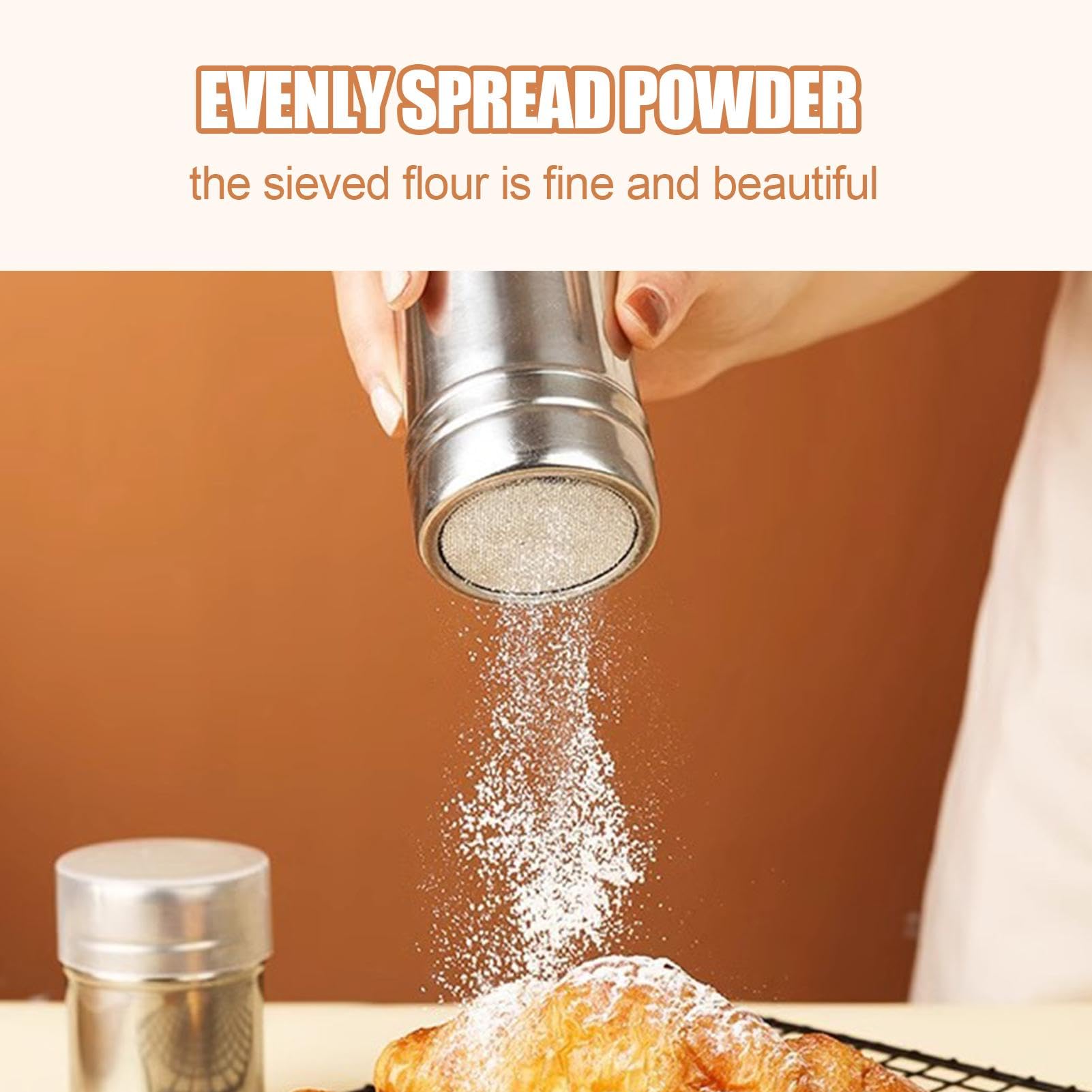 Zerodis Saupoudreuse à Epices En Acier Inoxydable Distributeur Poudre Shaker Chocolat Tamiseur