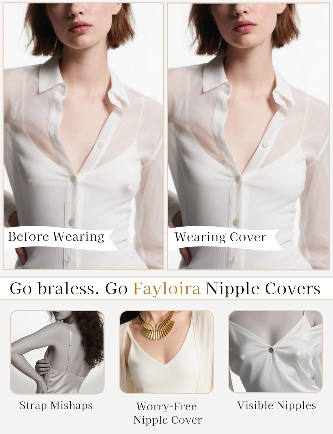 Nipple Covers for Women- Reusable Adhesive Silicone Nipple Pasties-Invisible Sticky Breast Petals(2 Pairs) - Image 4