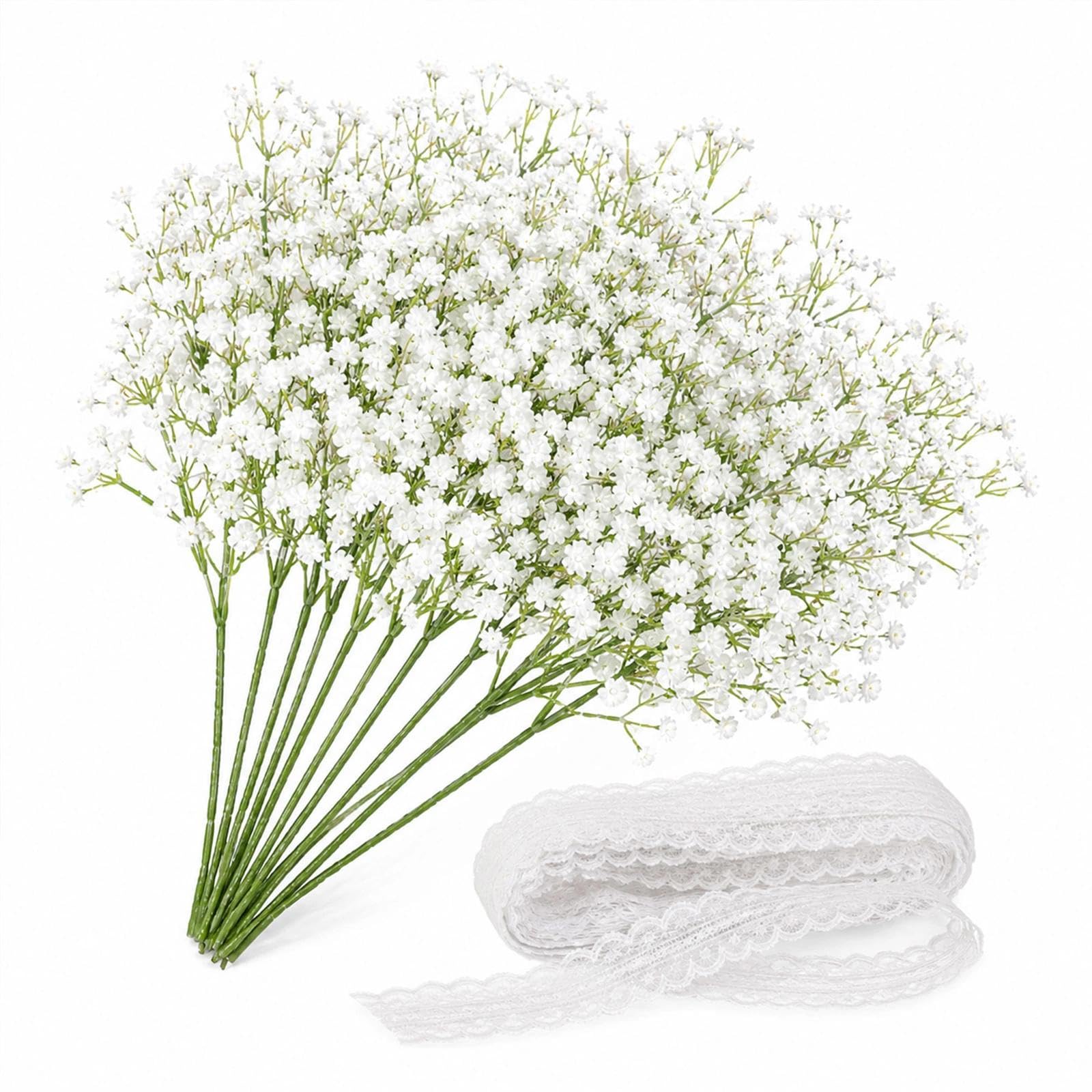 Soomuct 8PCS Artificial Gypsophila White, Gypsophila, White Artificial Flowers, Gypsophilas, for DIY Wreaths Home Décor, Weddings, Parties, DIY Floristry.