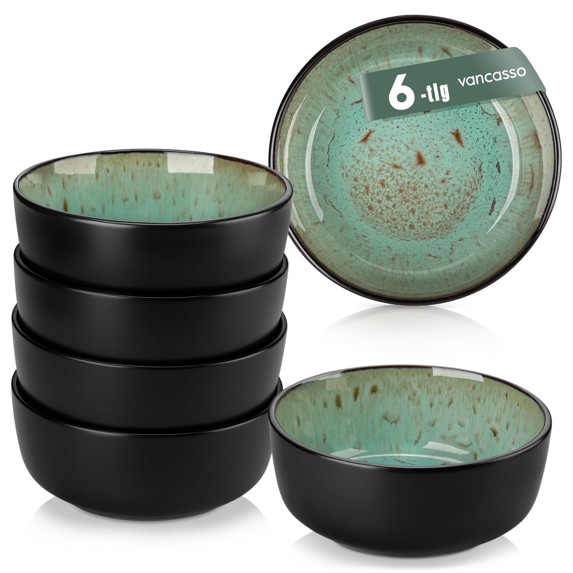 vancasso Bonita Cereal Bowls, 25 oz Ceramic Soup Bowls Set of 6, Serving Bowls, Dessert Bowls, Dipping Bowls, Dishwasher & Microwave Safe, for Salad, Porridge, Rice, Warm Color — view 32