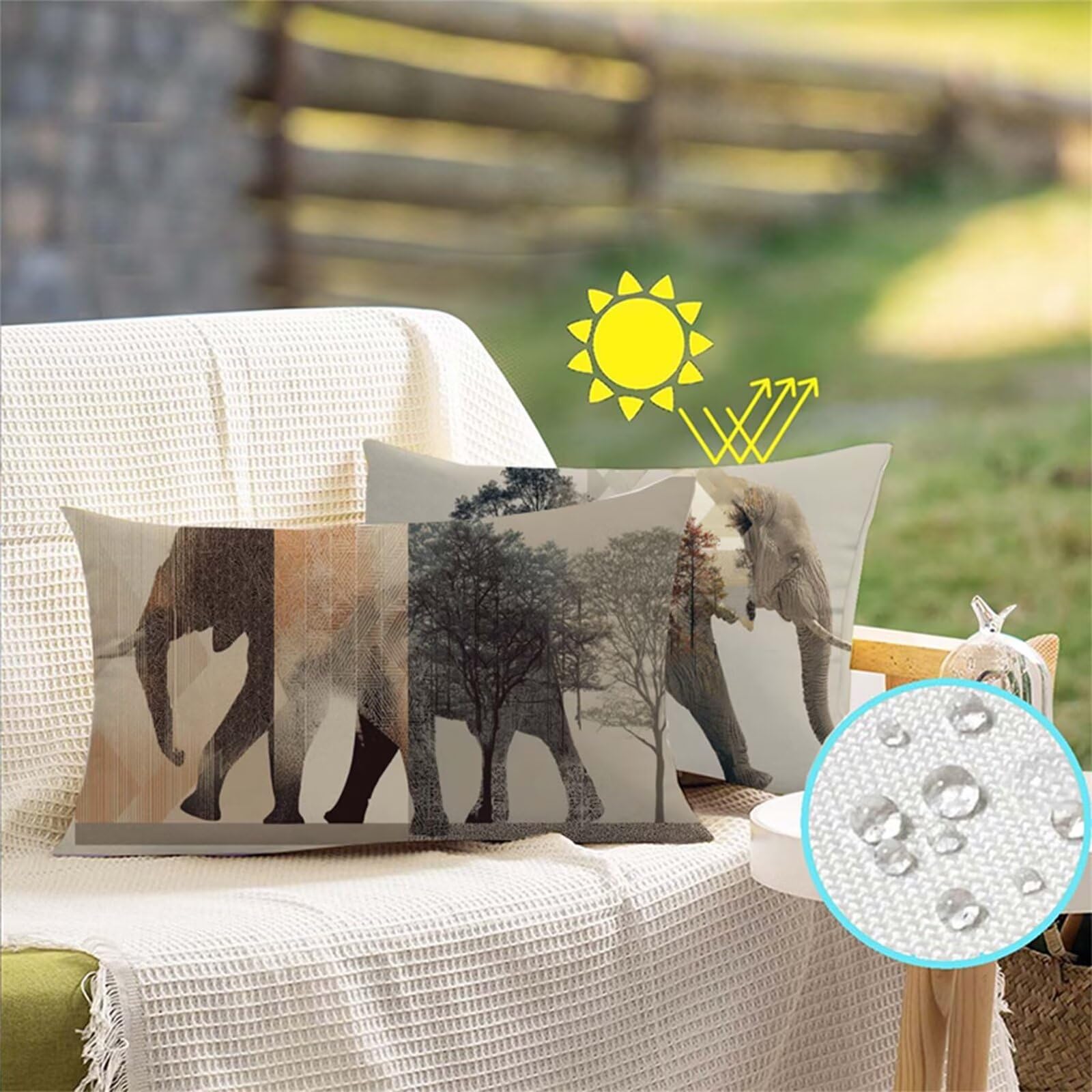 Housse Coussin 90x40 Lot de 2, Housse de Coussin gris Coussin Canape, Rectangle Coussin Decoratif éléphant Coussin Exterieur, Printemps Taie D'oreiller pour Canapé Salon Decoration Maison D6-945
