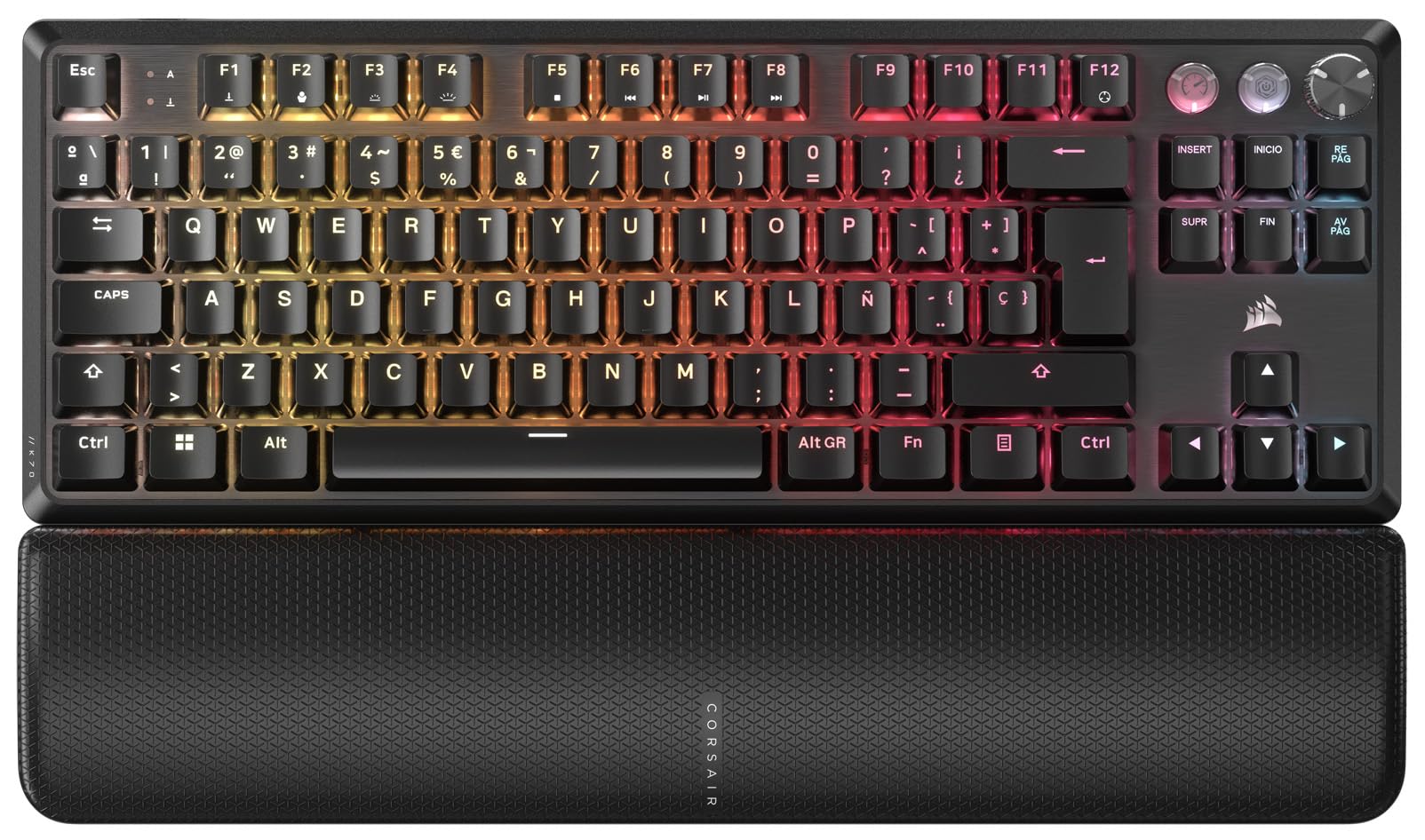 Corsair K70 Pro TKL RGB Teclado para Juegos con Cable Magnético-Mecánico – Interruptores Ajustables MGX Hyperdrive Prelubricados – Rapid Trigger con Efecto Hall – Sondeo de 8.000 Hz – QWERTY – Negro ClimeCo Certified