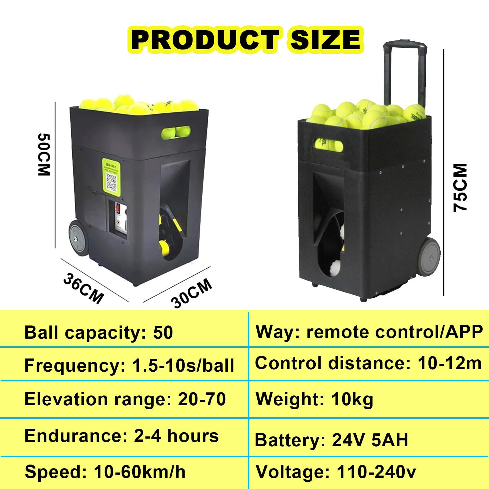 smafoseedding Lanciatore Automatico di Palline Attrezzatura per Pratica di Tennis,Macchina per Palline da Tennis Portatile,Esercizi Pre-Programmati,per Principianti Sport di Allenamento in Solitaria