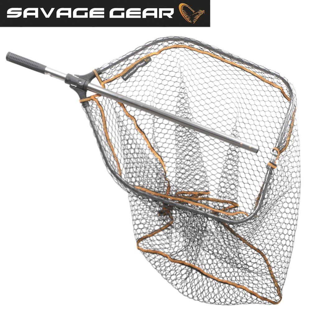 Savage Gear Pro Red de Aterrizaje de Goma Plegable con Malla Grande XL (70x85cm) | Sacadera de Pesca