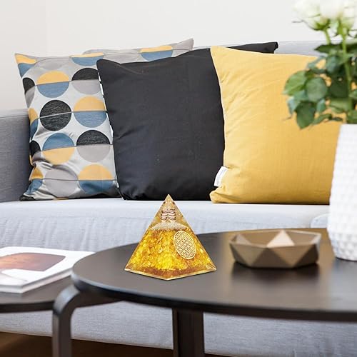 Miniatura 2 de Pirámide de orgonita citrina, pirámide de cristal curativo, pirámide de piedras preciosas de cristal para meditación, motivación, positividad, hecha