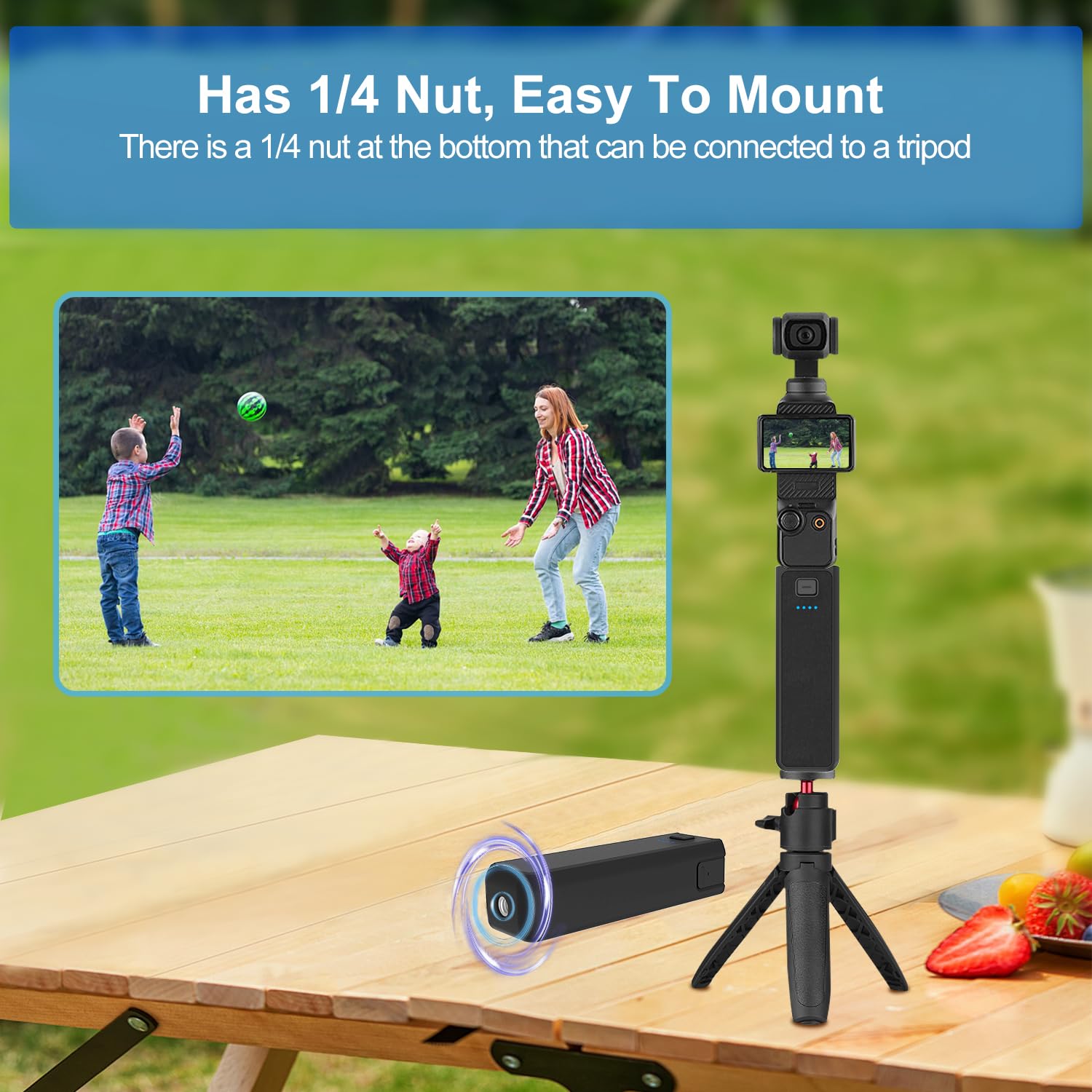 Suptig Uchwyt Uchwyt Ładowarka do akumulatora kompatybilna z DJI Pocket 3, Gopro, Insta 360, Akaso, Telefon, Aparat Cyfrowy