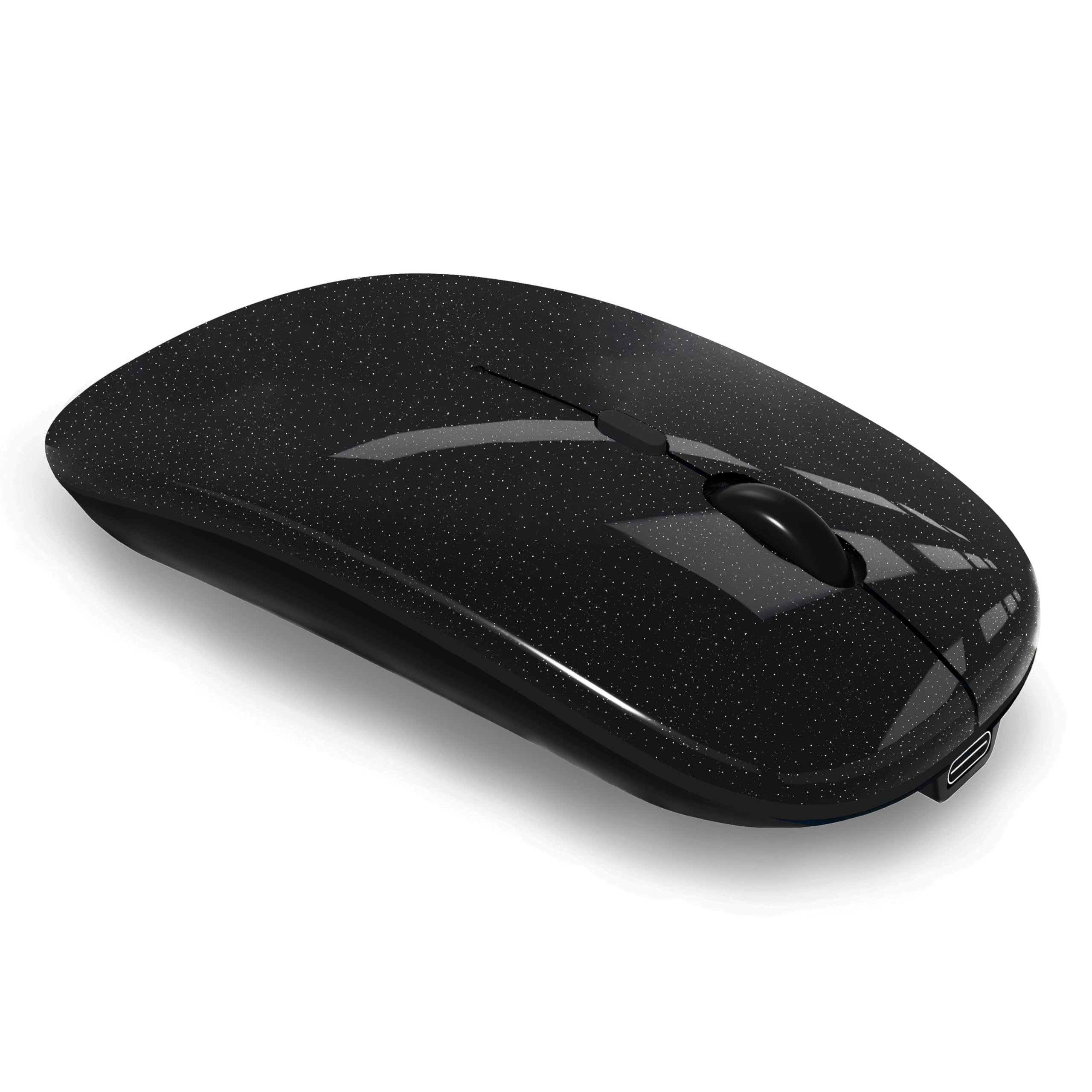 Wireless Mouse Bluetooth Mouse Rechargeable Silent Slim Laptop Mouse Portable(BT5.2 and 2.4GHz USB Receiver)Dual Mode Computer Mouse for Laptop/iPad Tablet/Apple Computer/MacBook (Bright Black)