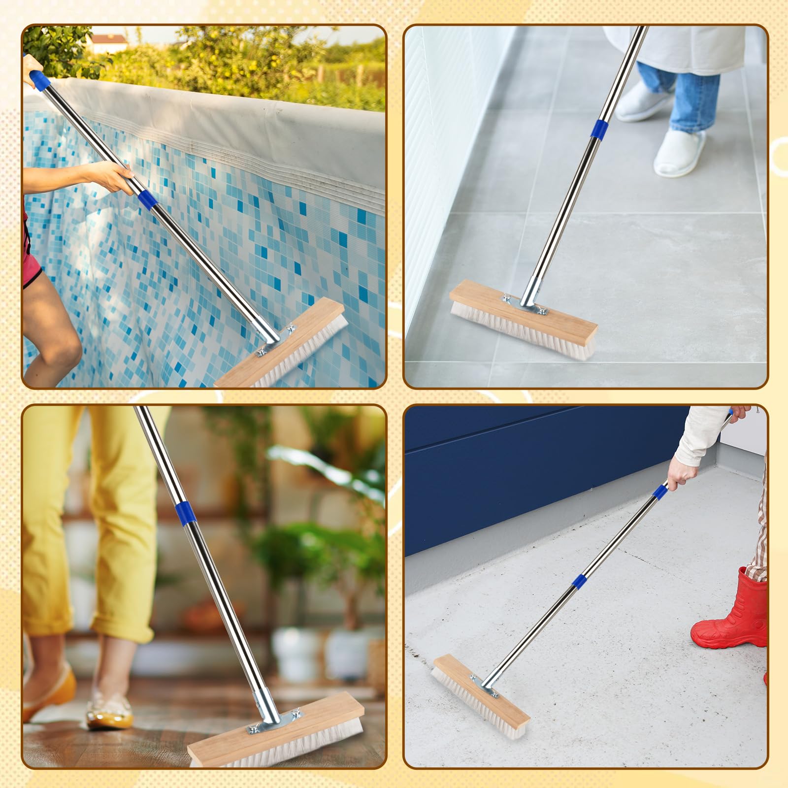 Balai Brosse Exterieur Balai Brosse Metallique Avec Manche 190cm, Balai Métallique 30 Cm, Brosse à Poils Métalliques Rigides Pour Enlever Les Algues De Mousse De Mauvaises Herbes Terrasse Balai Exterieur Terrasse - 9