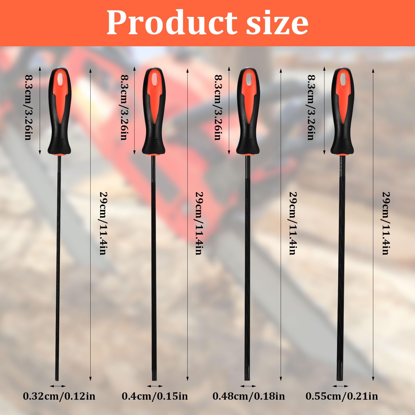 4 Pz Set di Lime ad Ago, Set di Lime e Raspe per Legno, Lima per Motosega Rotonde Professionali per Legno Metallo Plastica, 3,2/4,0/4,8/5,5 mm, con Borsa Portaoggetti