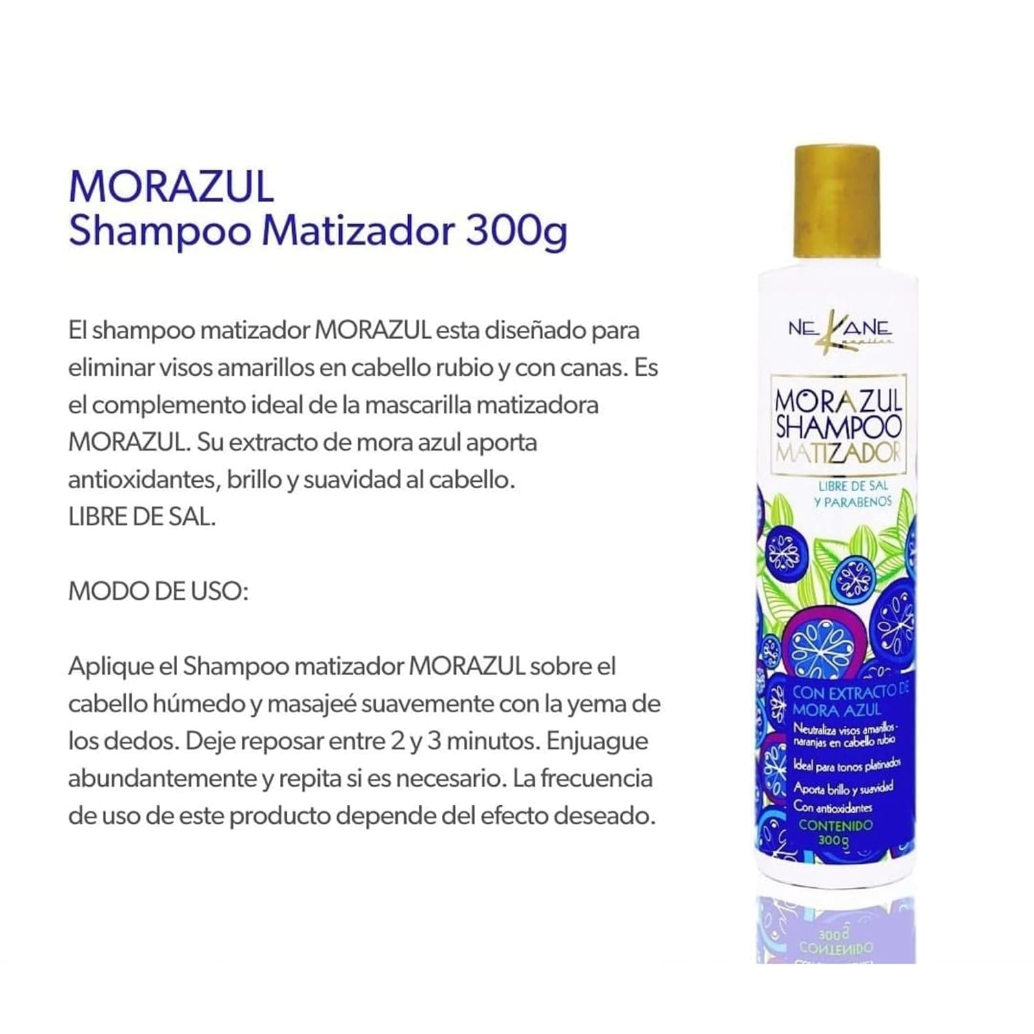 Nekane Mora Azul Toning Shampoo 2 Pack – Purple Blue Shampoo for Blonde, Gray & Silver Hair – Neutralizes Yellow & Orange Tones – Sulfate & Paraben Free Color Care Shampoo