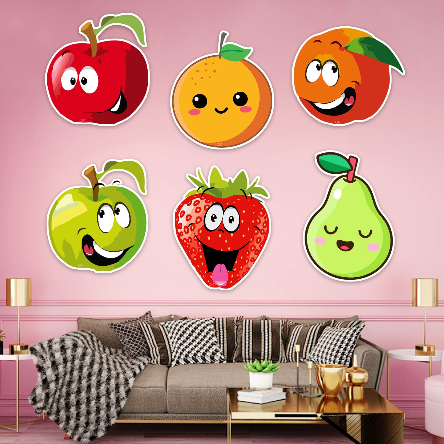 Fruit Theme Birthday Cardstock Cutout with Glue Dot for Kids Theme for Baby Shower Happy Birthday Decorations Supplies (Pack of 8)