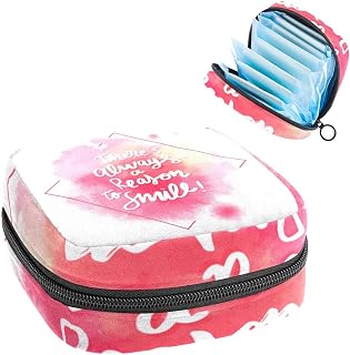 Period Pouch, Portable Tampon Storage Bag for Sanitary Napkins, Hand Drawn Motivational Lettering-01, Multicolor, 4.7x6.6x6.6 in/12x17x17 cm