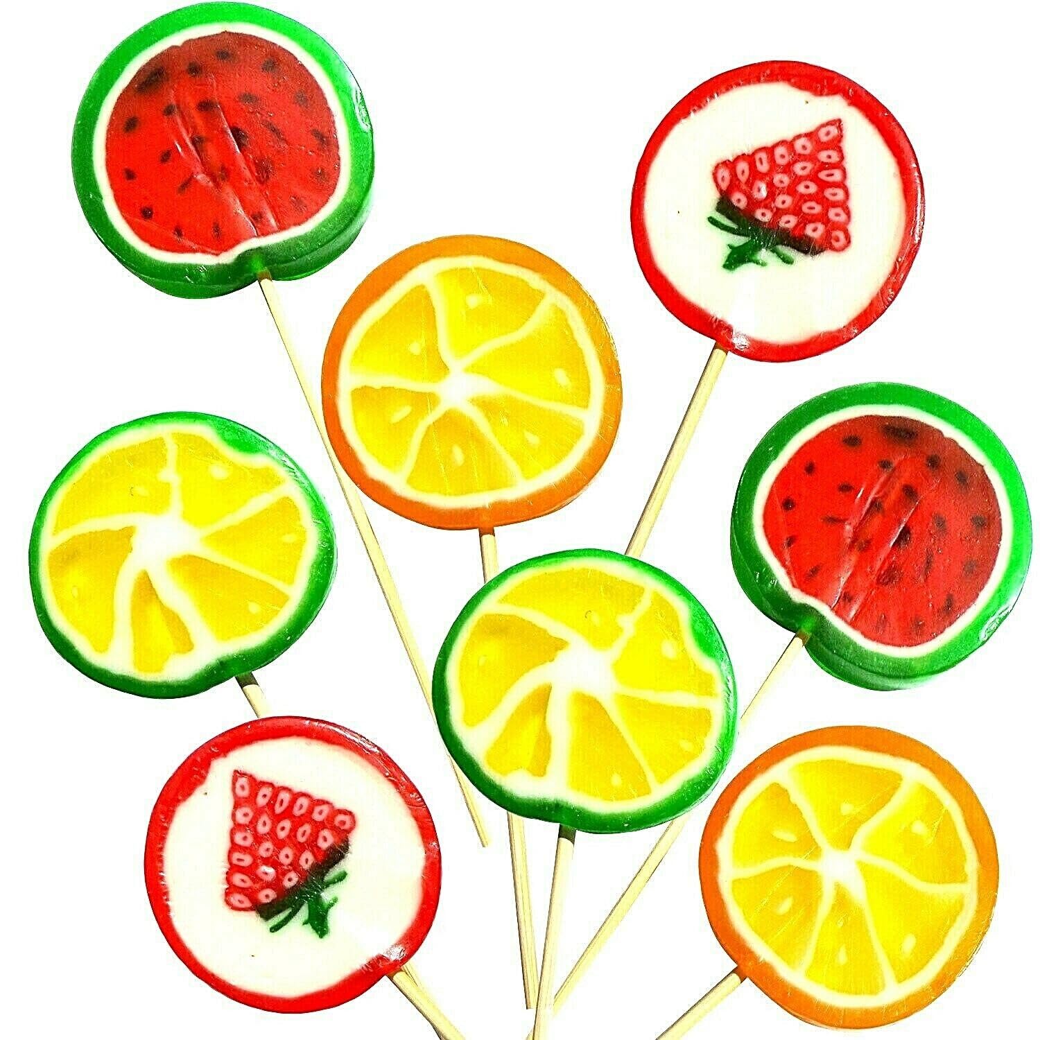 Lollipops Fruit Slice Candy Rock 25g Fruit Flavoured Lollies. Kids Party Bags Sweets. (20)
