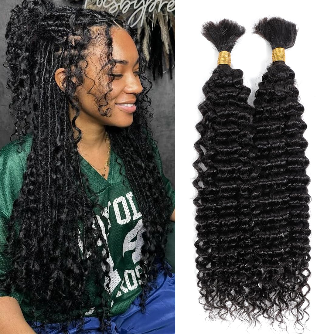 Urbeauty Human Braiding Hair Wet and Wavy, Human Braiding Hair for Boho Braids, Bulk Human Hair for No Weft Water Wave 100% Unprocessed Virgin Hair