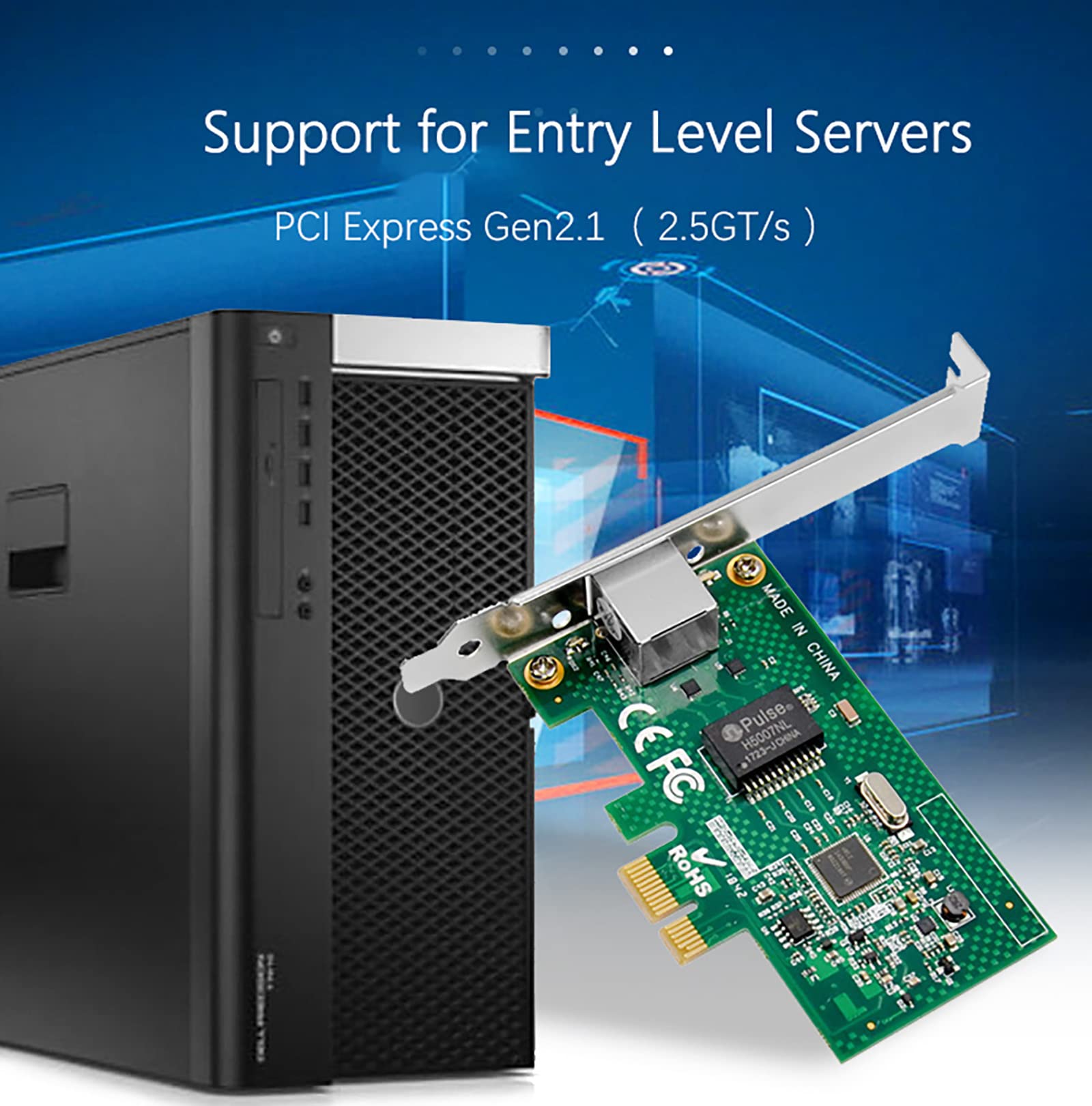 Carte réseau PCIe Gigabit 1000M PCI Express Ethernet avec carte réseau LAN Intel I210AT pour prise en charge PXE pour Windows/Windows Server/Linux (protection contre la foudre)