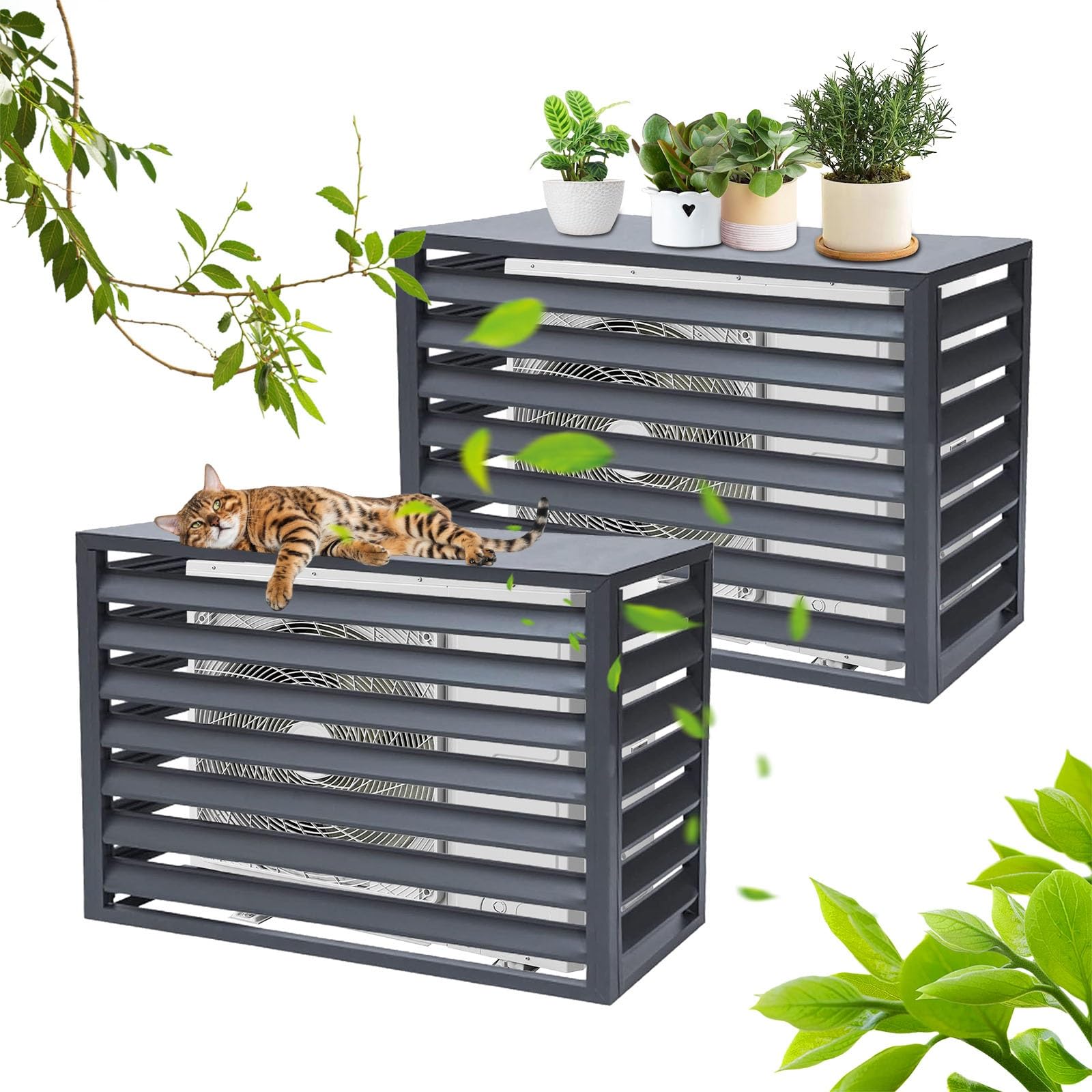 AYCDL Outdoor Privacy Screen Fence for Air Conditioner Cover, Anti-Theft Garden Tidying Solution for Enhanced Beauty and Security,Grey-110cm