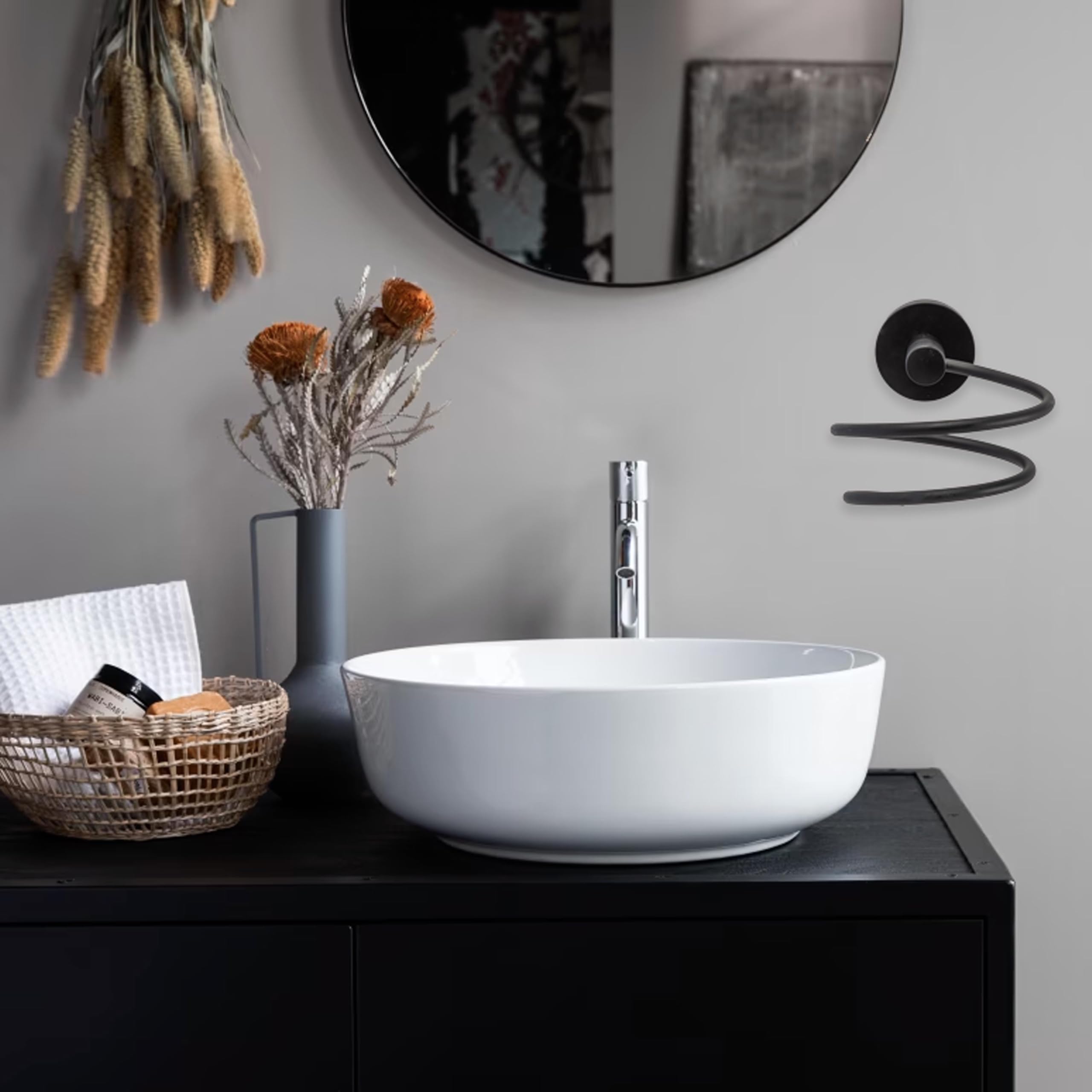 IPEA Porta Asciugacapelli Autodesivo da Parete - NON NECESSITA FORATURA - Design Moderno - Elegante Porta Phon Adesivo da Muro per Phon da Incollare in Bagno e Casa - Supporto