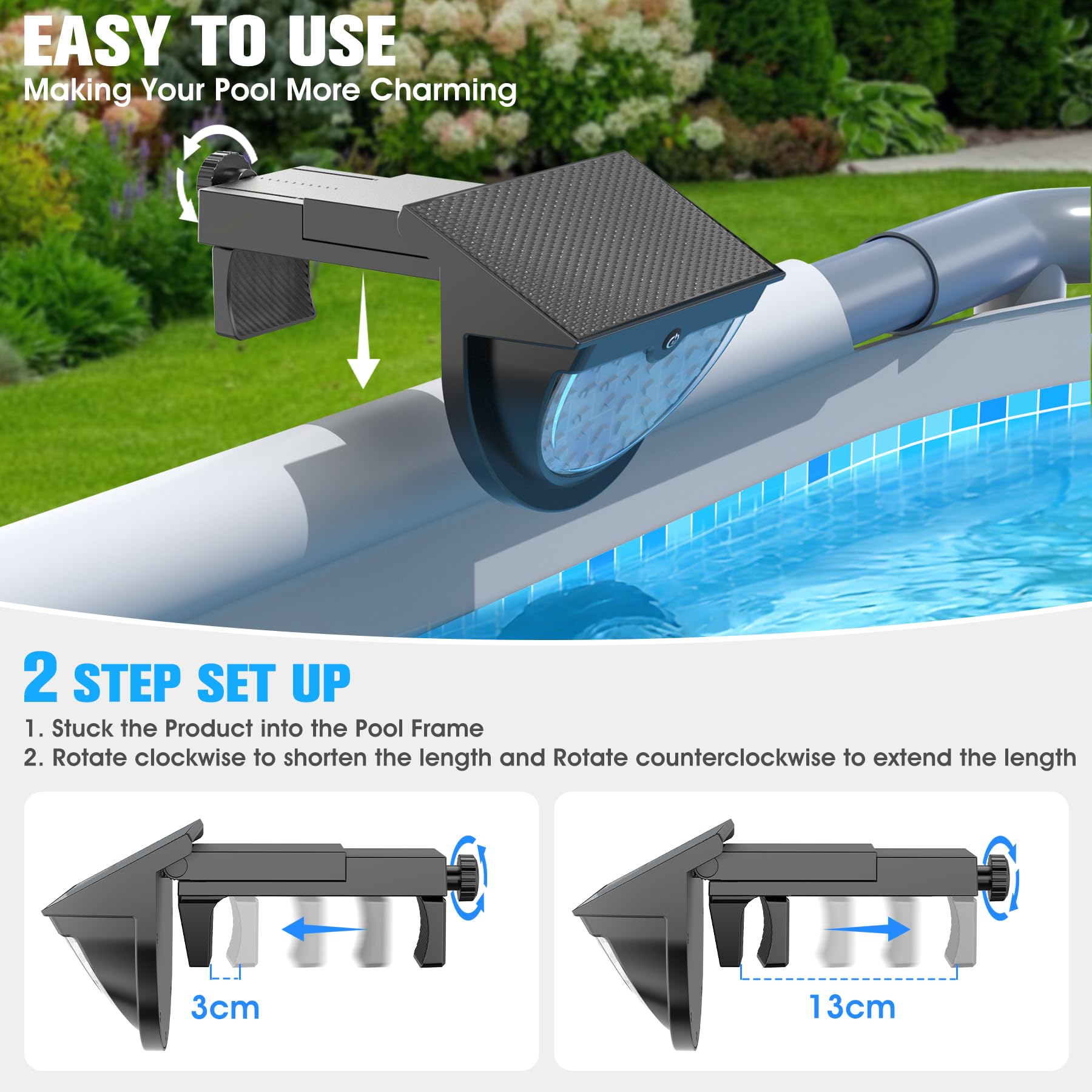 Solar-Pool-Lichter, 2026, verbessert, solarbetrieben, oberirdische Pool-Lichter, Rahmen-Pool-Licht, wasserdicht, Schwimmbad-Solarlicht, Farbwechsel-Pool-Beleuchtung für oberirdische