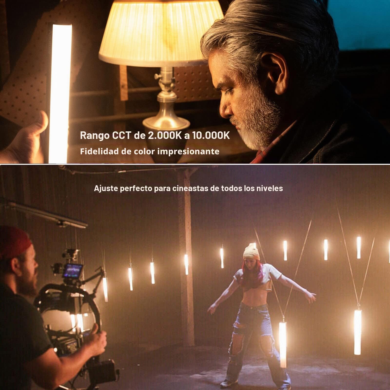 Aputure MT Pro RGB Palo de Varita de luz,Bicolor 2000K -10000K 7.5W Salida Pixel Mapeable RGBWW Mini Tubo de luz LED Soporte Sidus Link App/DMX/RDM Control (30cm)