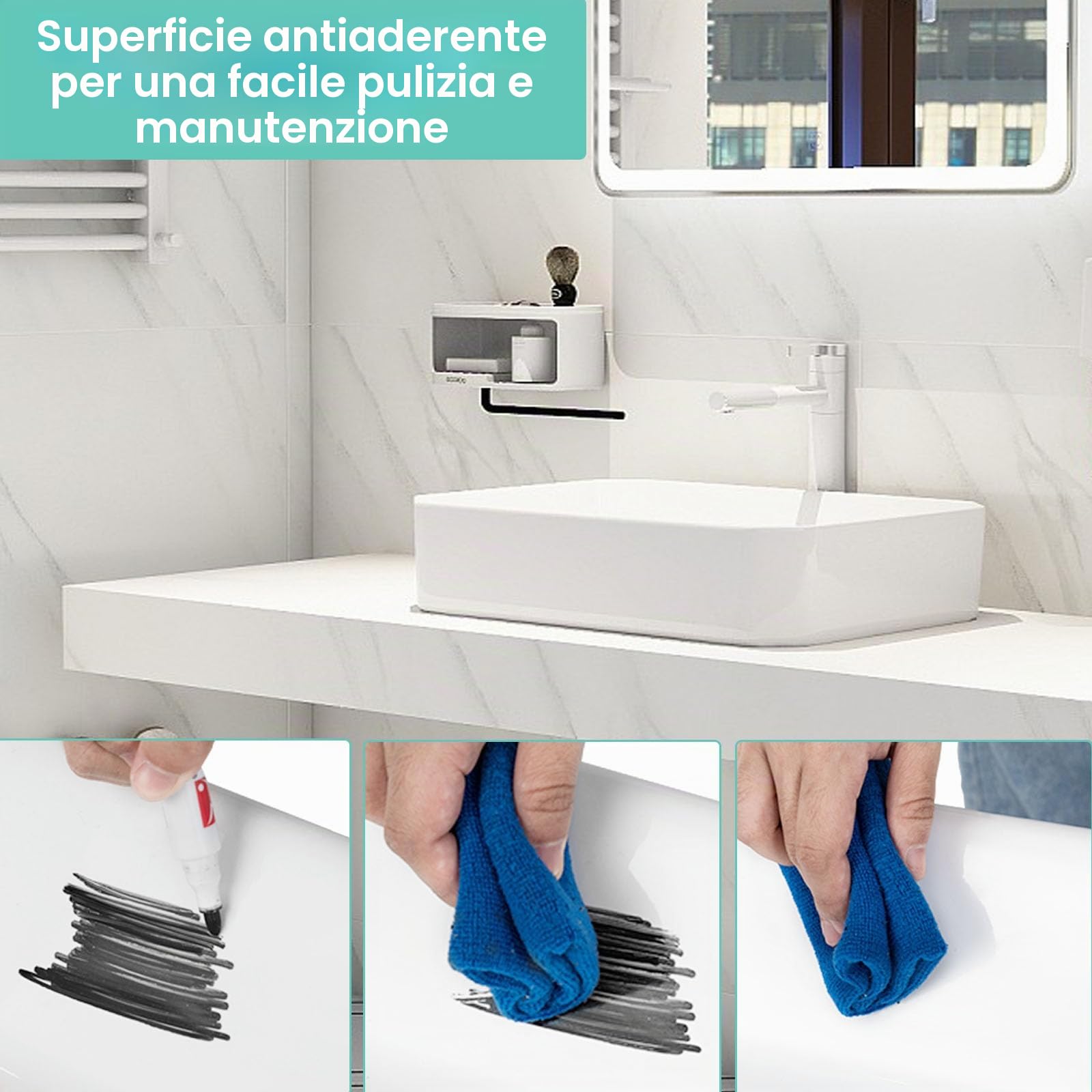LIFEZEAL Lavandino Bagno, Lavabo da Appoggio, 60 x 35 x 11 cm, Lavabo Bagno, Glassa in Porcellana, Rettangolare, Scarico Escamotable, Ideale per Casa Ristorante e Hotel, Bianco