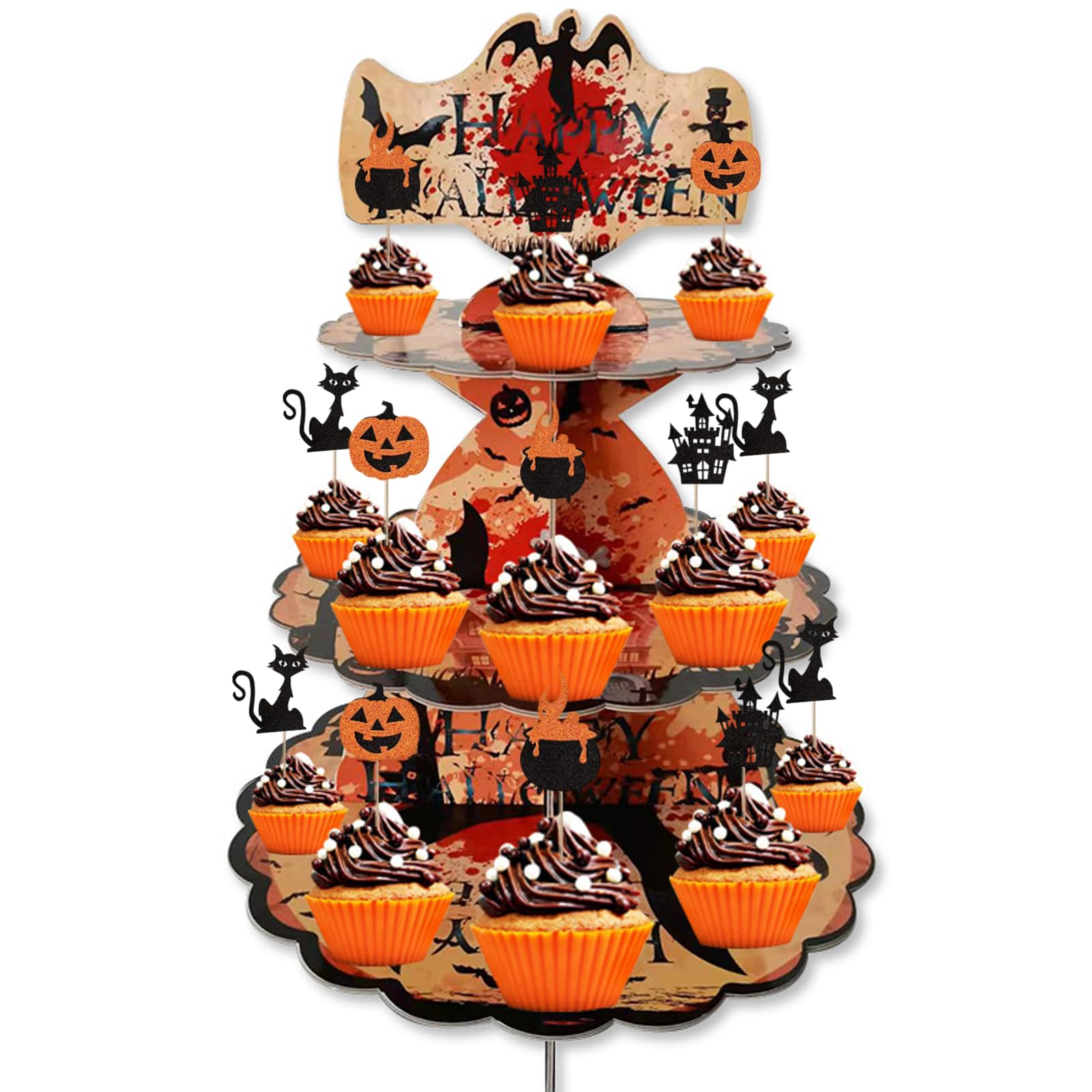ハロウィン ケーキトッパー カップケーキトッパー 8種16枚 Amazon.co.jp: ハロウィンカップケーキトッパー 36個 グリッターカップ